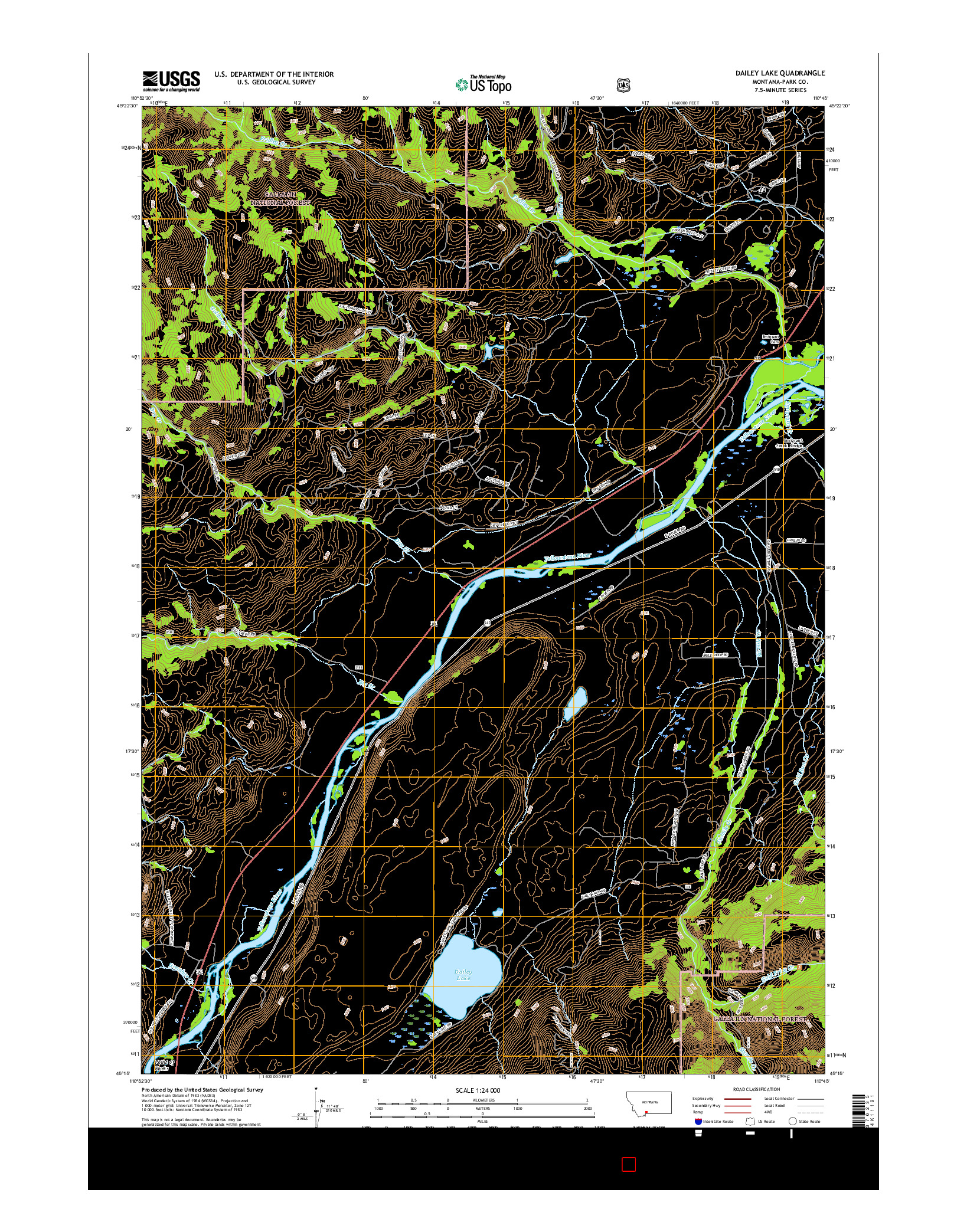 USGS US TOPO 7.5-MINUTE MAP FOR DAILEY LAKE, MT 2017