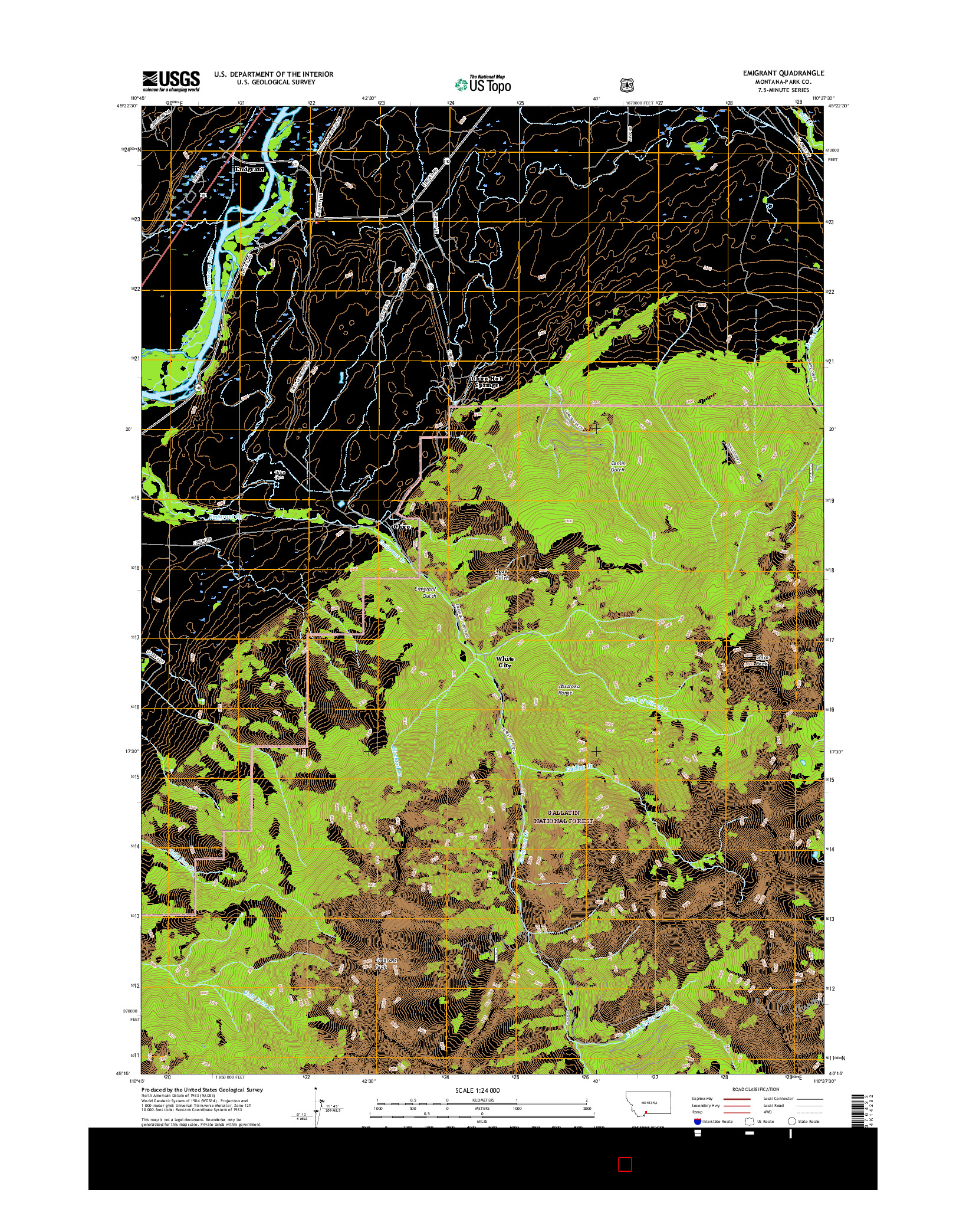 USGS US TOPO 7.5-MINUTE MAP FOR EMIGRANT, MT 2017