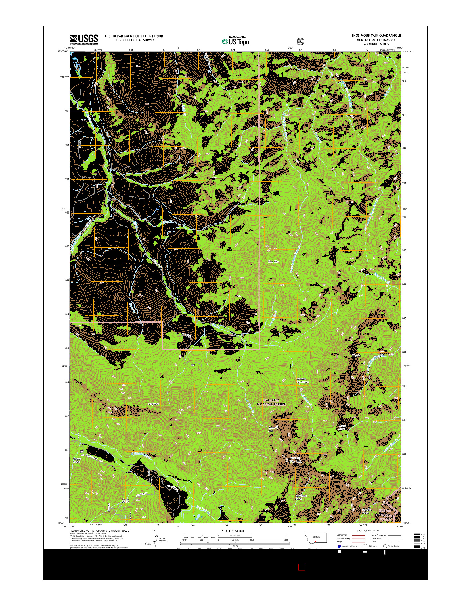 USGS US TOPO 7.5-MINUTE MAP FOR ENOS MOUNTAIN, MT 2017