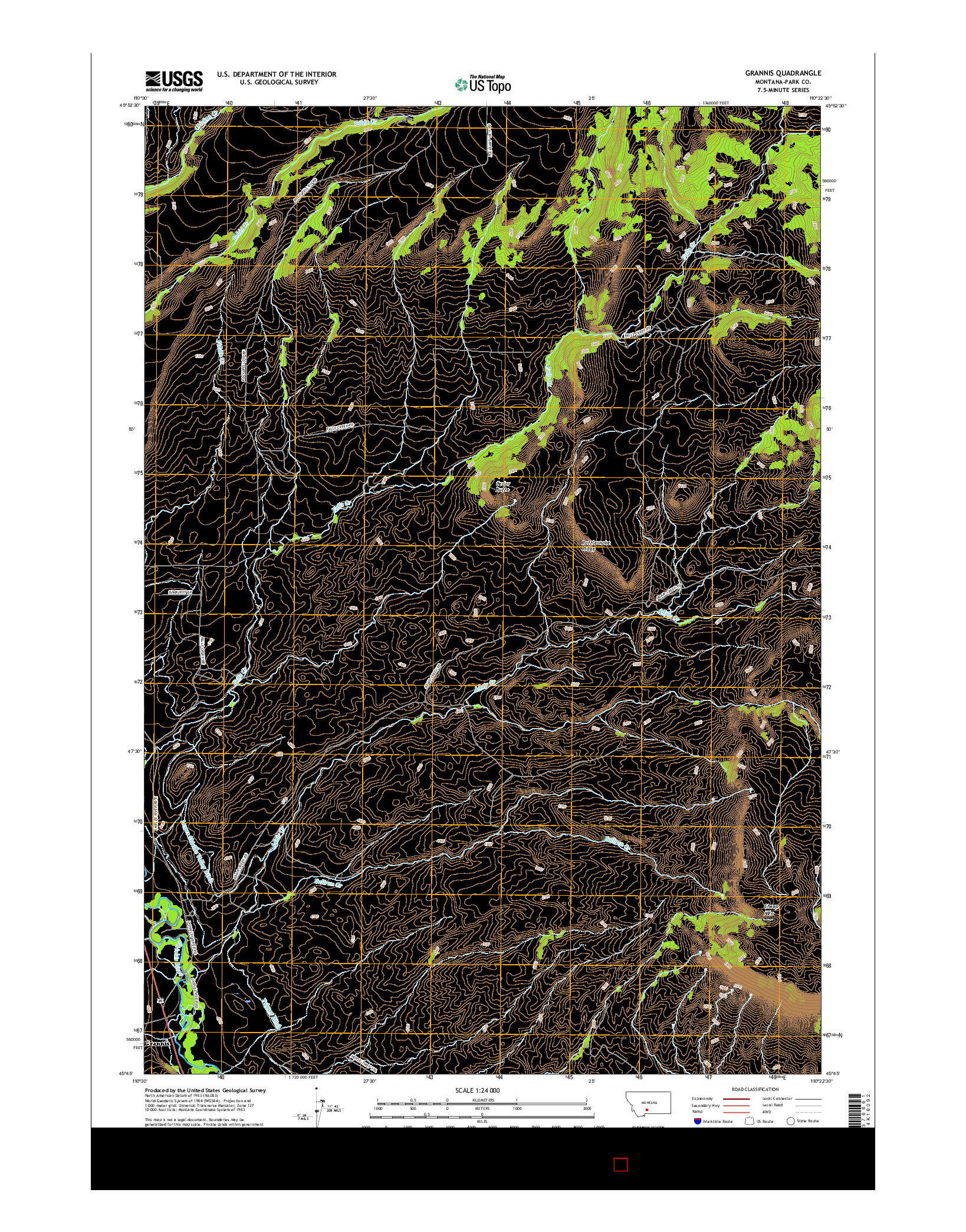 USGS US TOPO 7.5-MINUTE MAP FOR GRANNIS, MT 2017