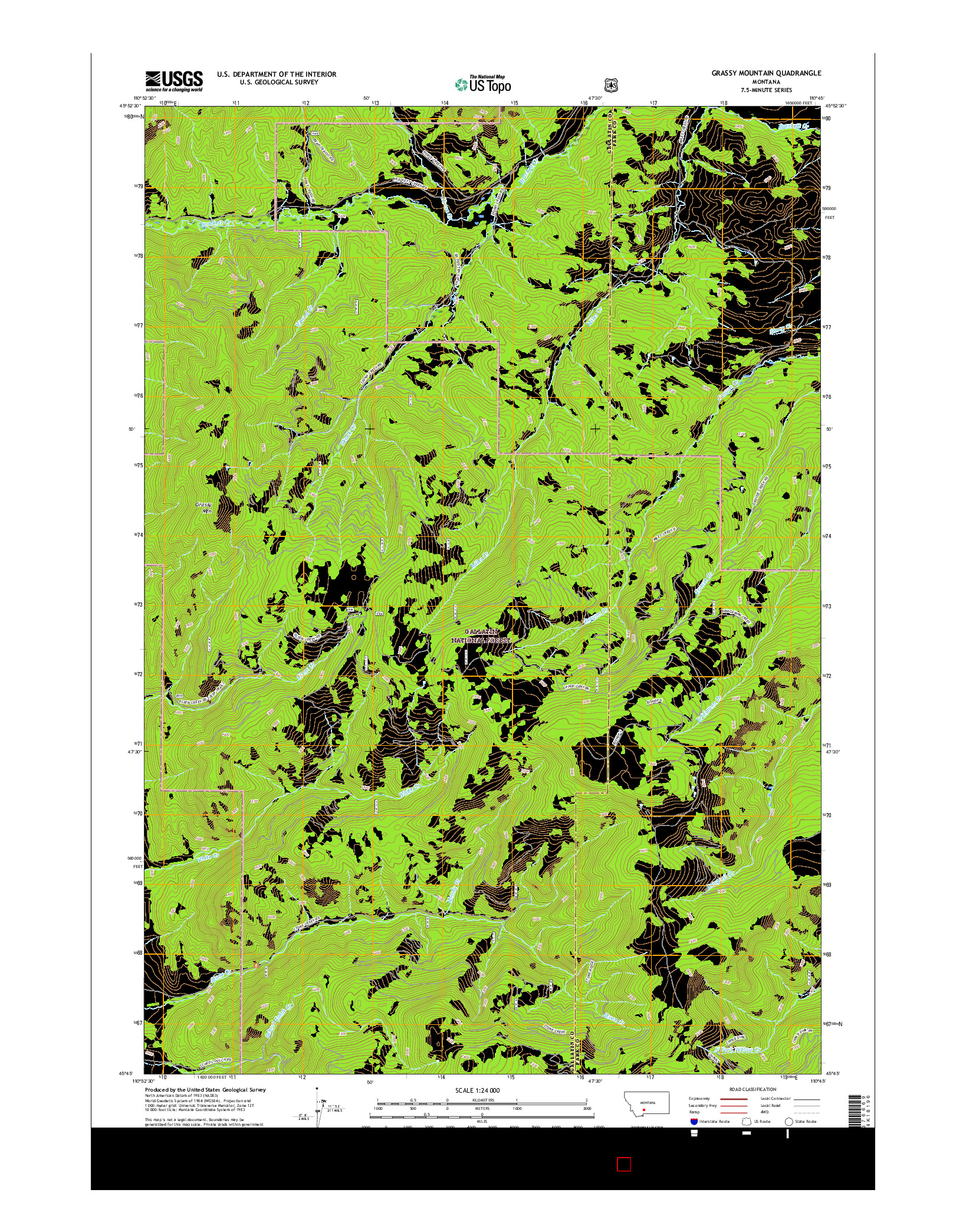 USGS US TOPO 7.5-MINUTE MAP FOR GRASSY MOUNTAIN, MT 2017