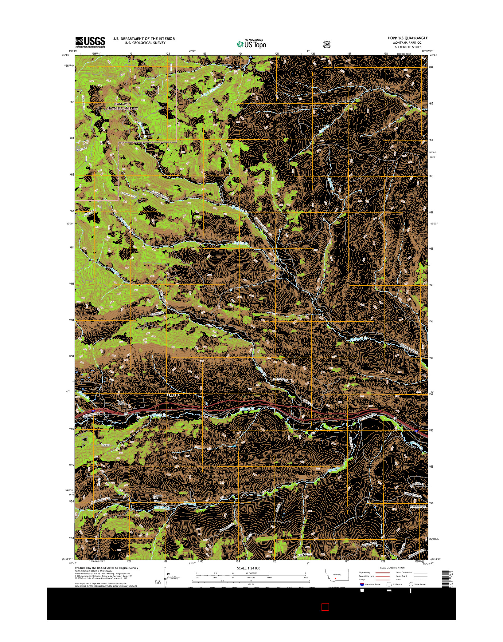 USGS US TOPO 7.5-MINUTE MAP FOR HOPPERS, MT 2017