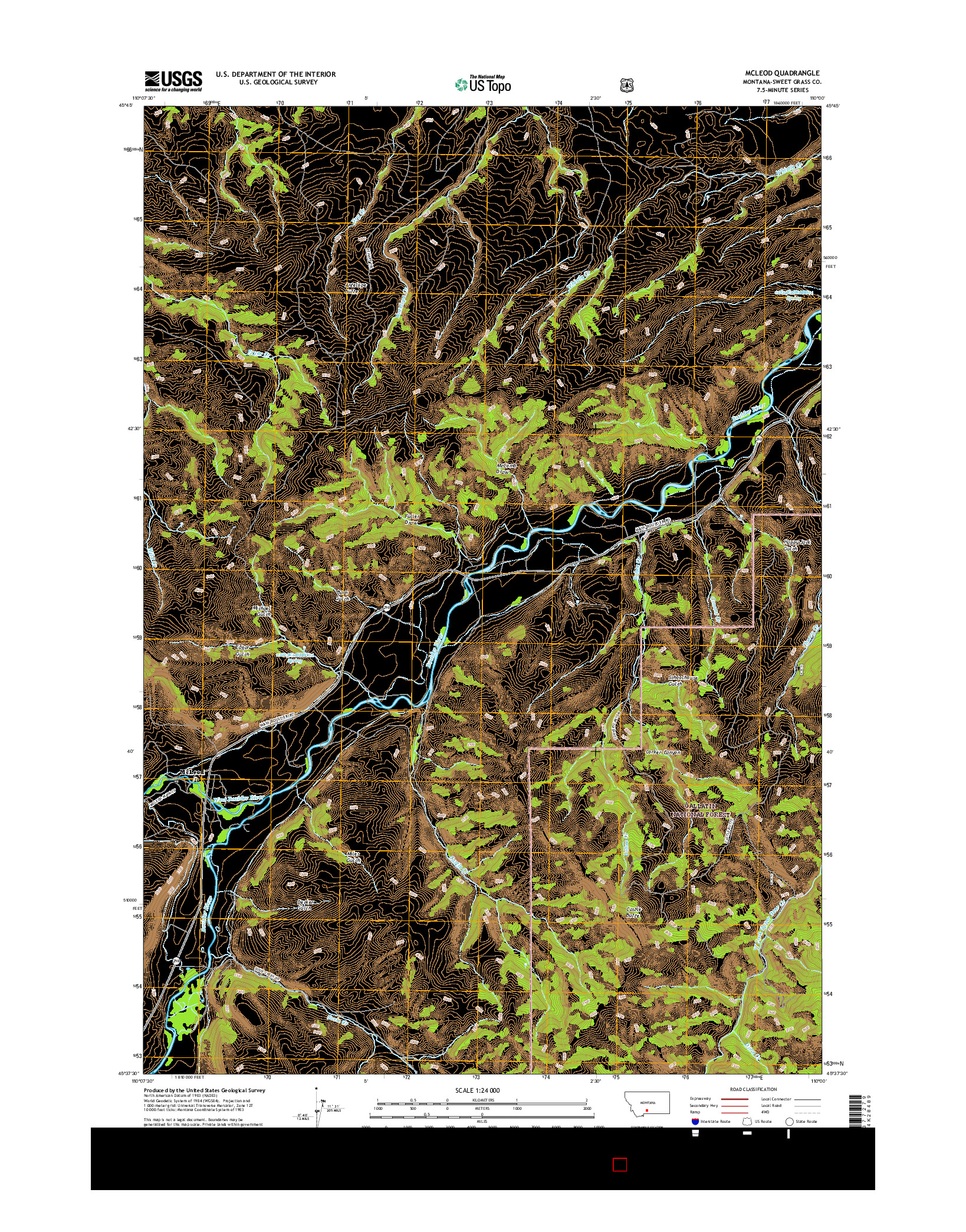 USGS US TOPO 7.5-MINUTE MAP FOR MCLEOD, MT 2017