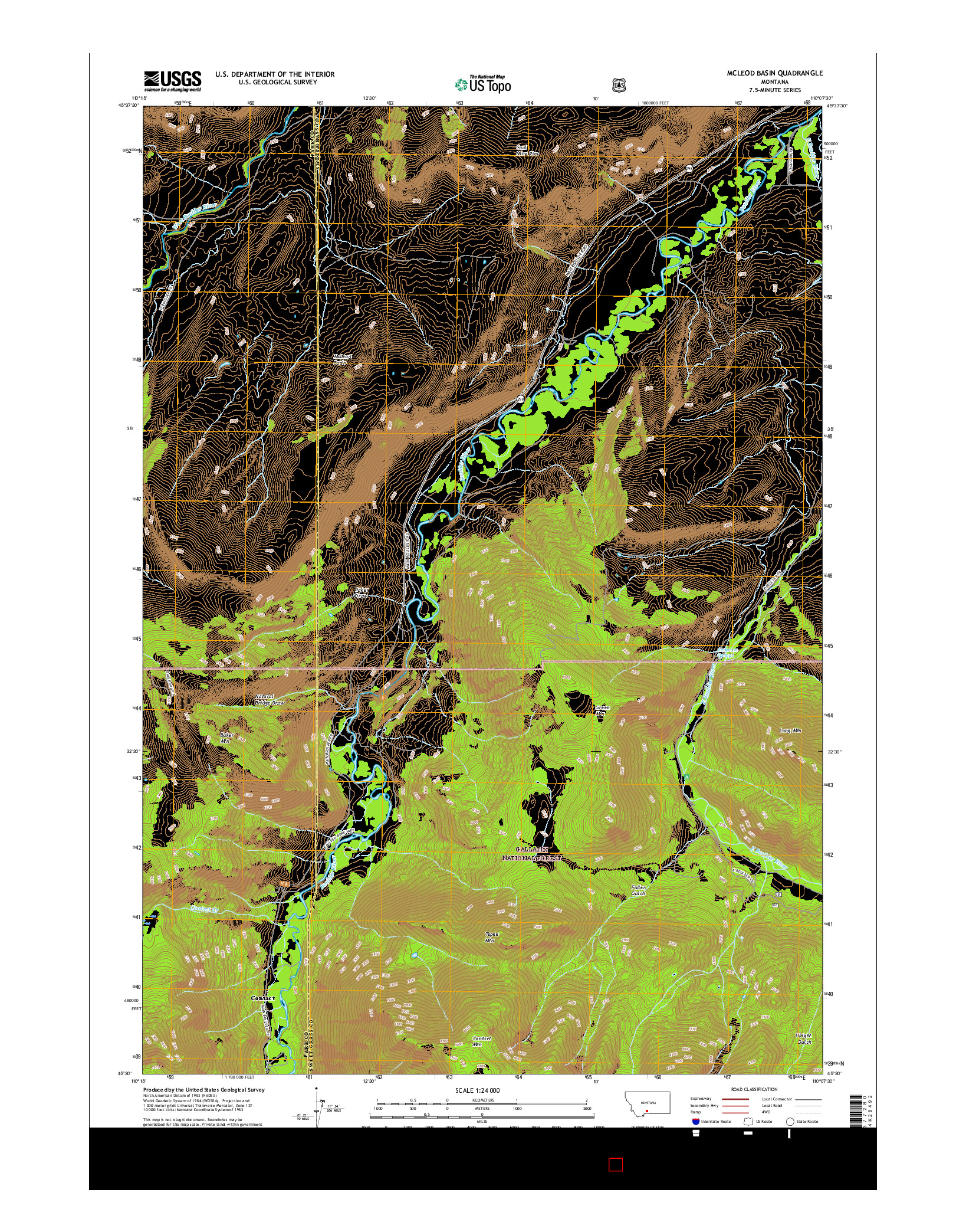 USGS US TOPO 7.5-MINUTE MAP FOR MCLEOD BASIN, MT 2017