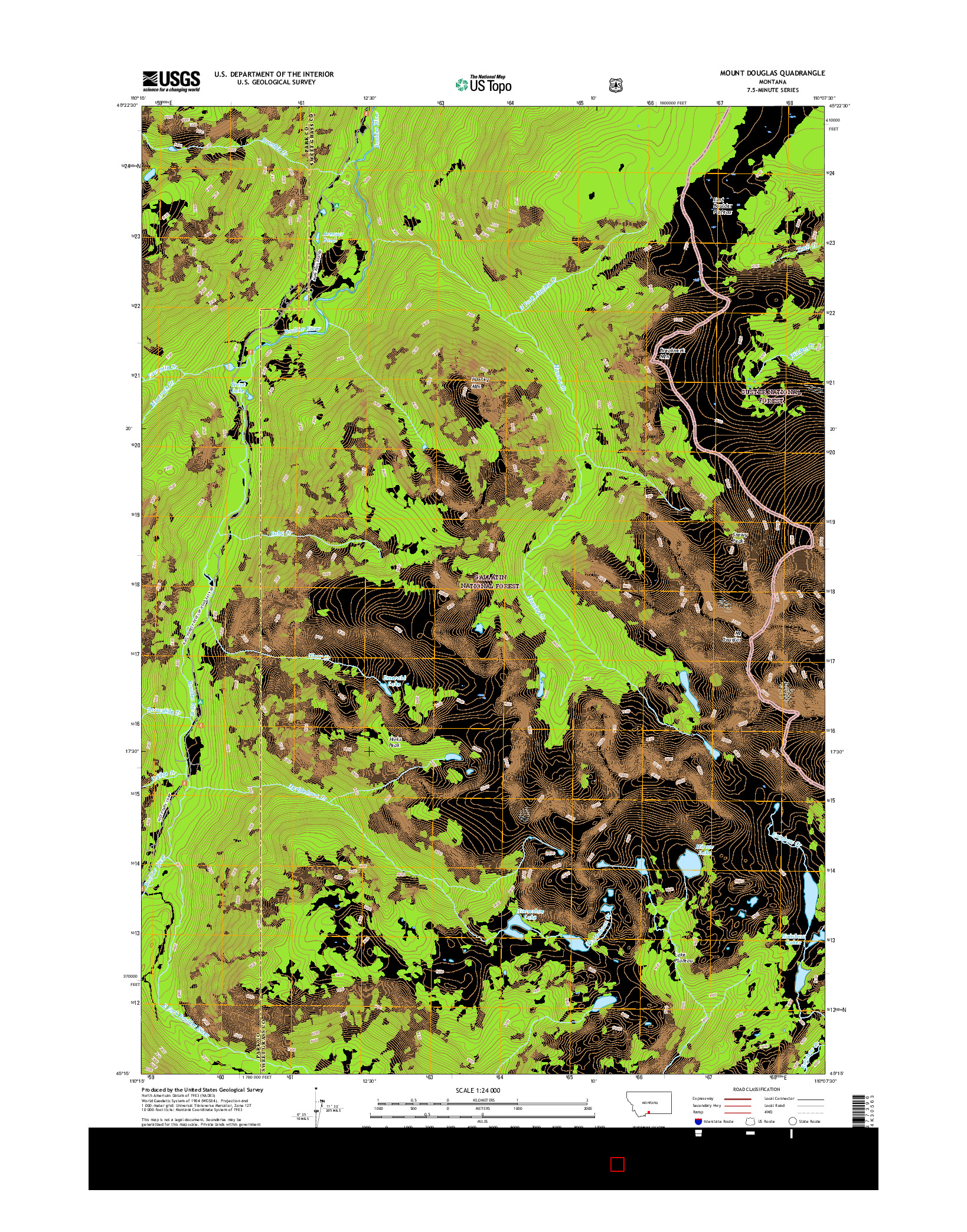 USGS US TOPO 7.5-MINUTE MAP FOR MOUNT DOUGLAS, MT 2017
