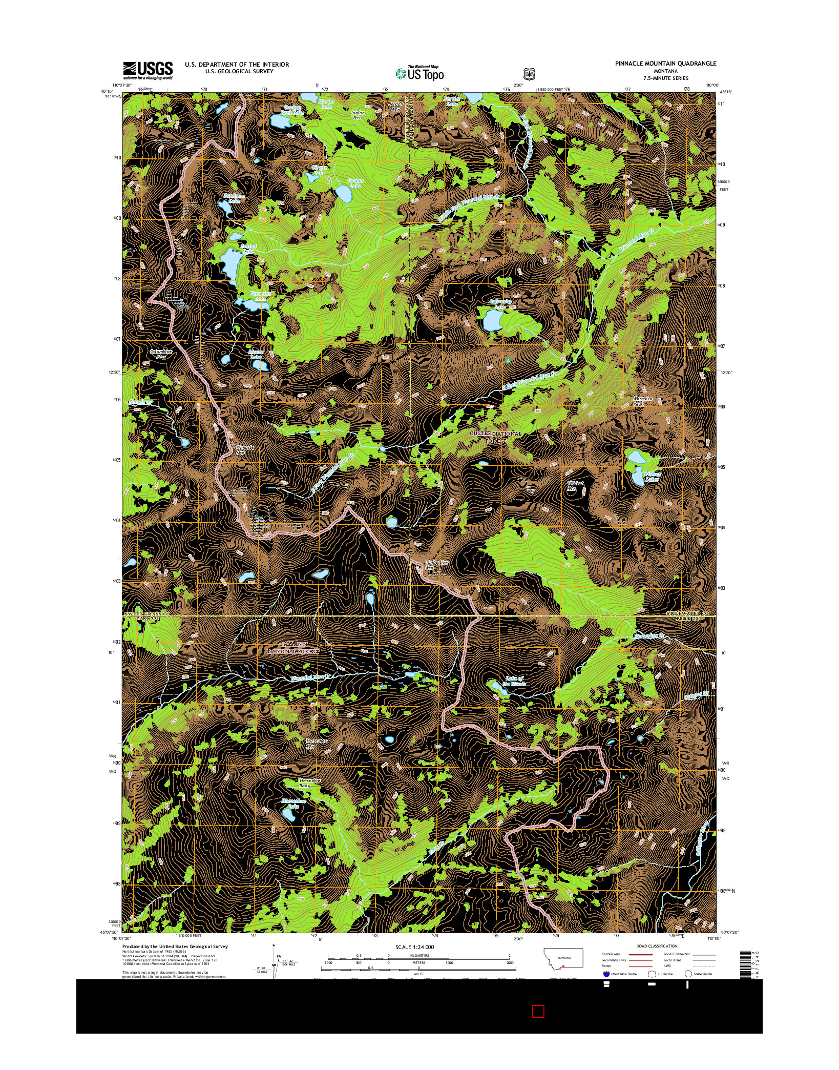 USGS US TOPO 7.5-MINUTE MAP FOR PINNACLE MOUNTAIN, MT 2017