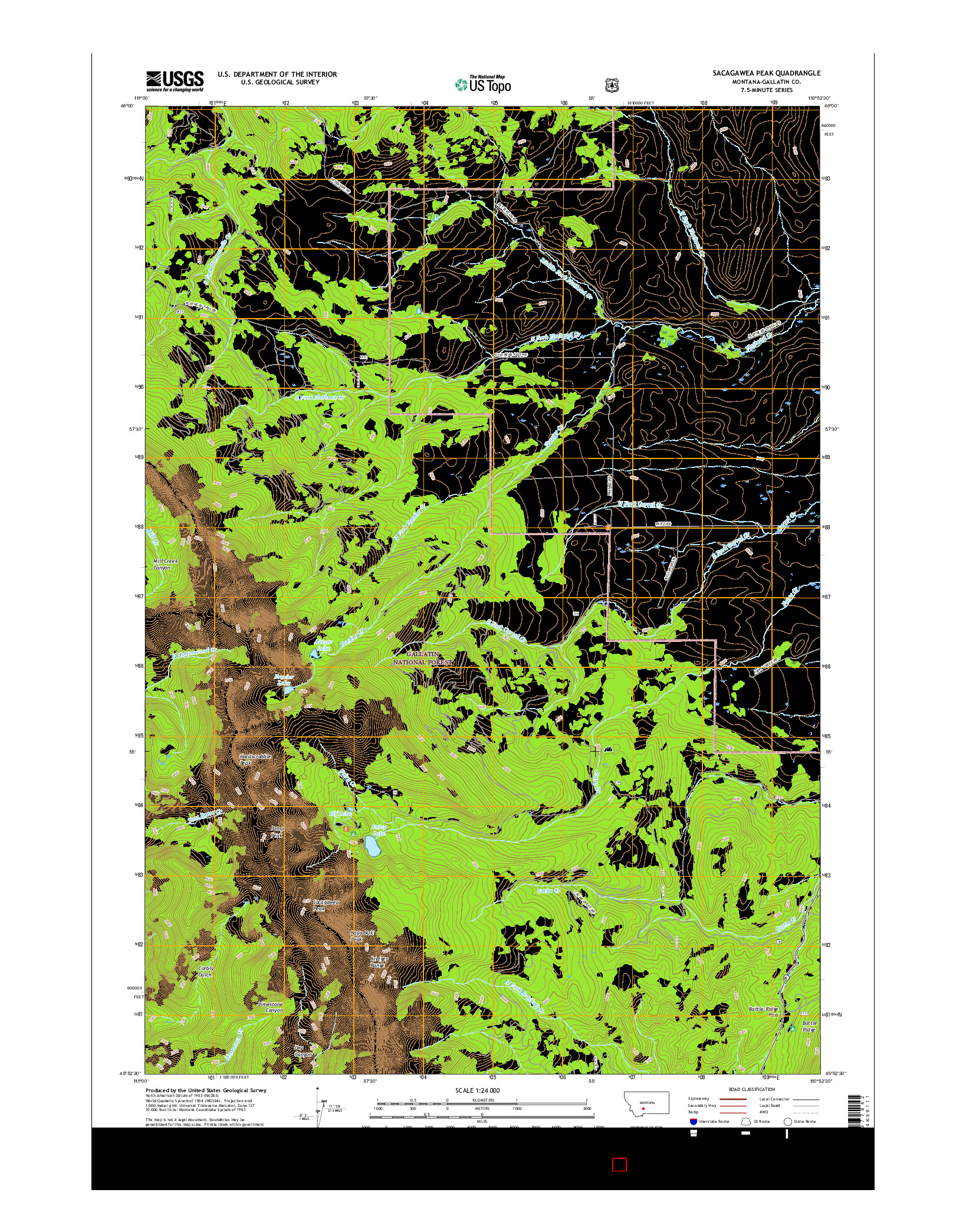 USGS US TOPO 7.5-MINUTE MAP FOR SACAGAWEA PEAK, MT 2017