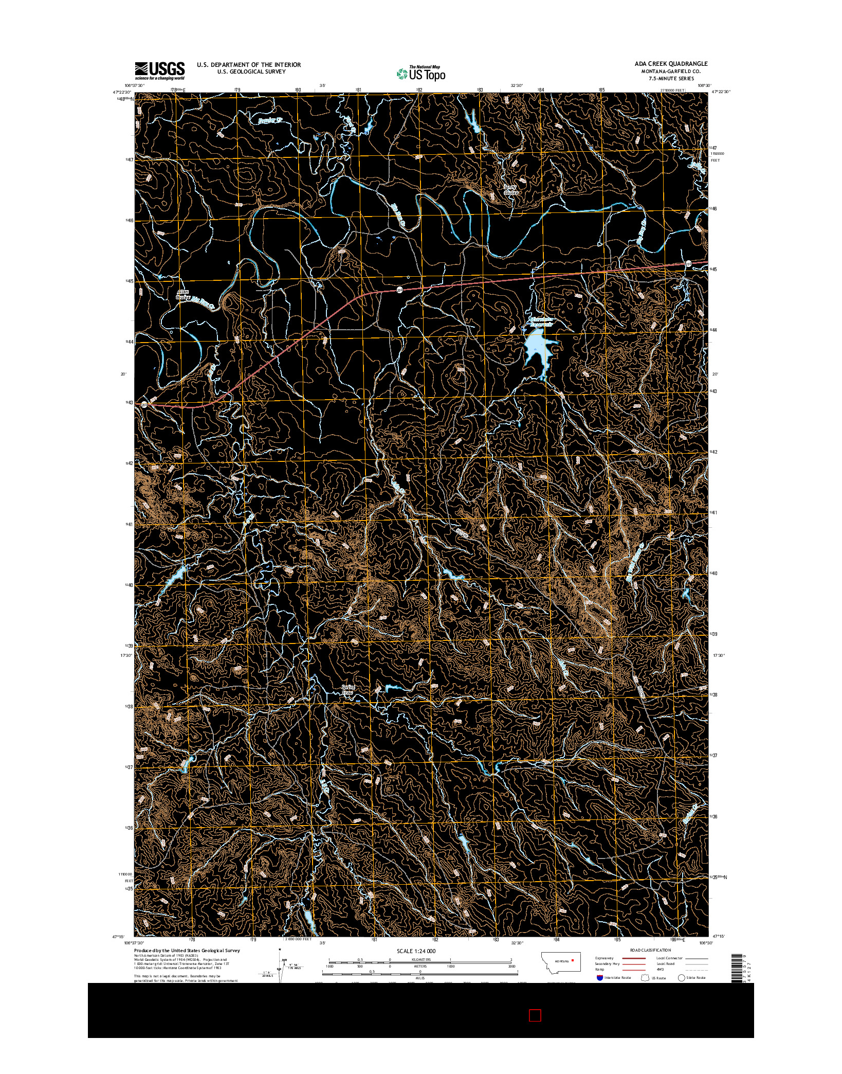 USGS US TOPO 7.5-MINUTE MAP FOR ADA CREEK, MT 2017