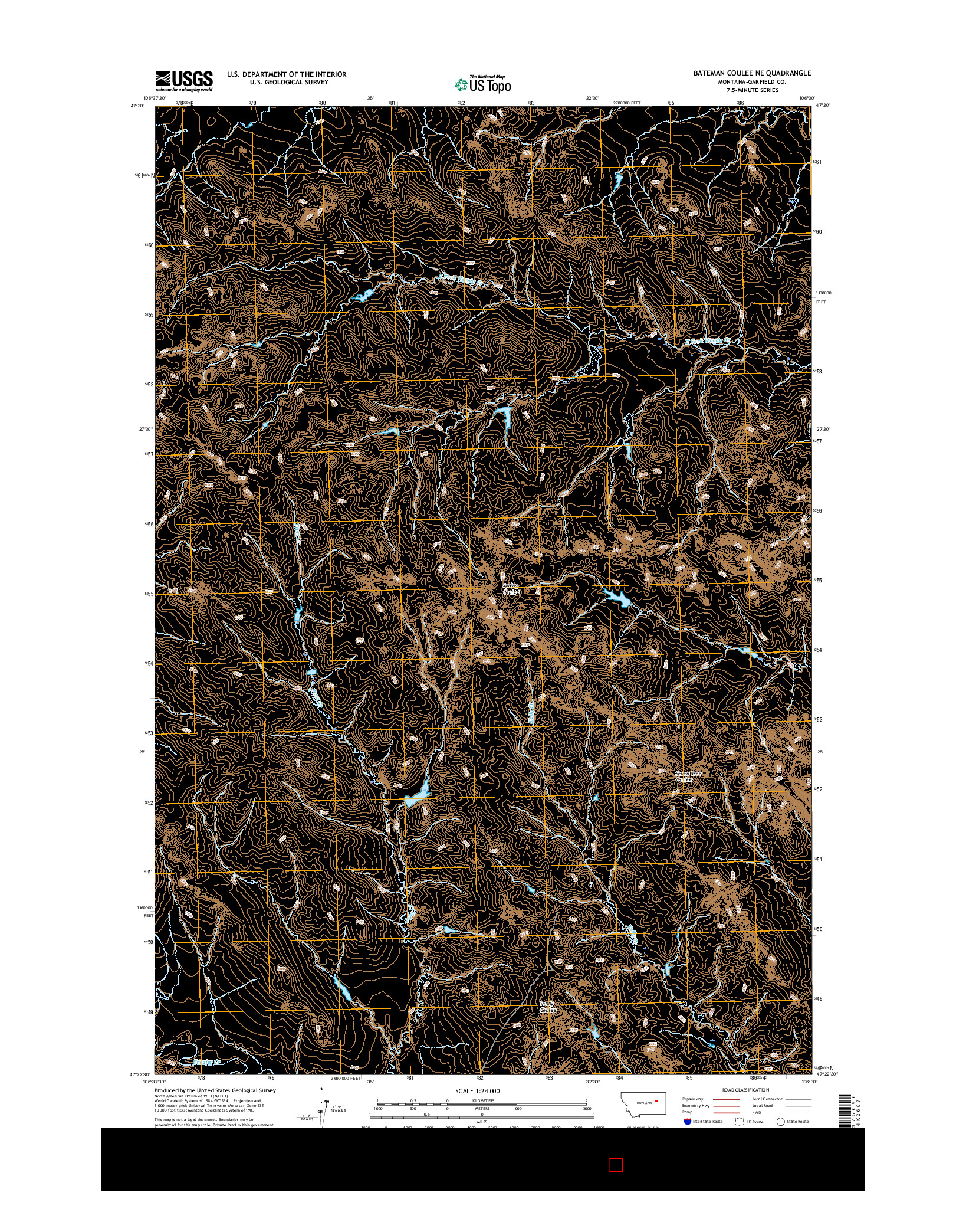 USGS US TOPO 7.5-MINUTE MAP FOR BATEMAN COULEE NE, MT 2017