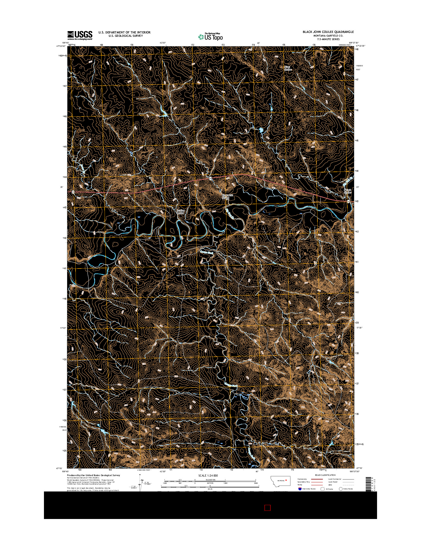 USGS US TOPO 7.5-MINUTE MAP FOR BLACK JOHN COULEE, MT 2017