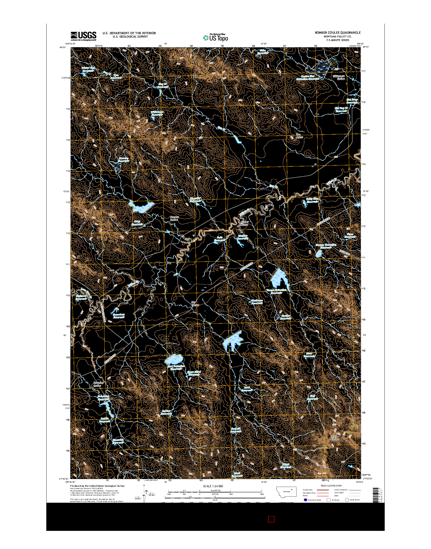 USGS US TOPO 7.5-MINUTE MAP FOR BOMBER COULEE, MT 2017