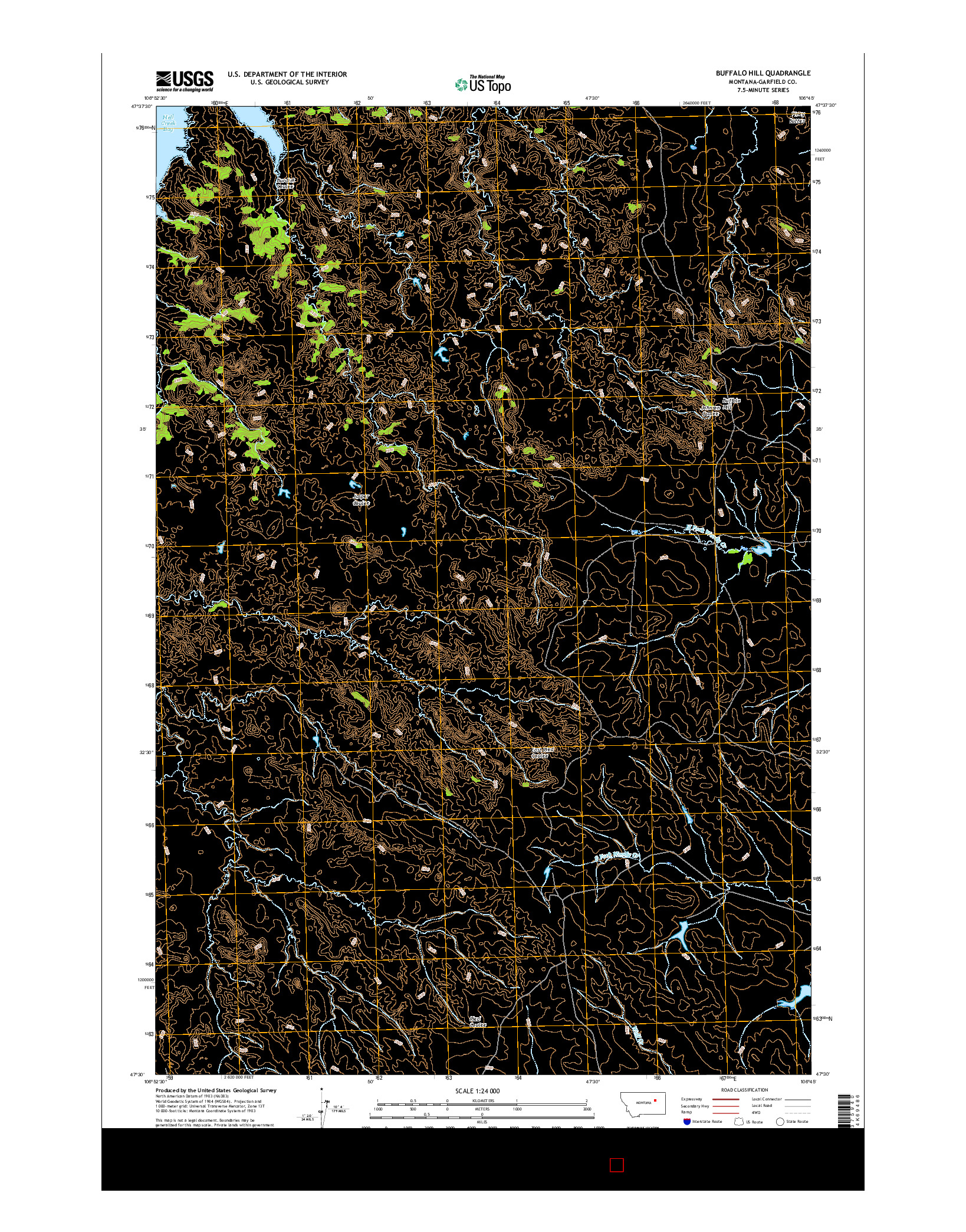 USGS US TOPO 7.5-MINUTE MAP FOR BUFFALO HILL, MT 2017