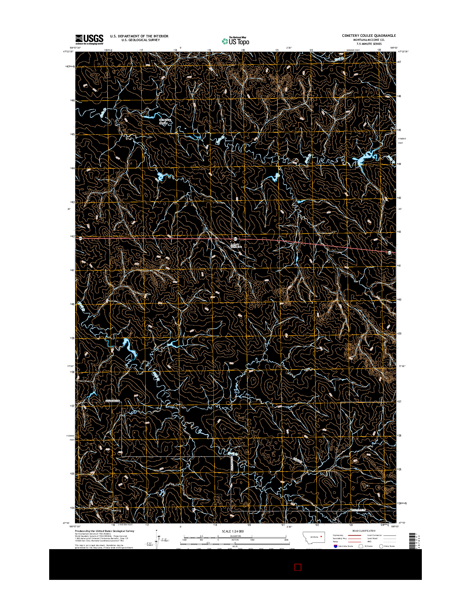 USGS US TOPO 7.5-MINUTE MAP FOR CEMETERY COULEE, MT 2017
