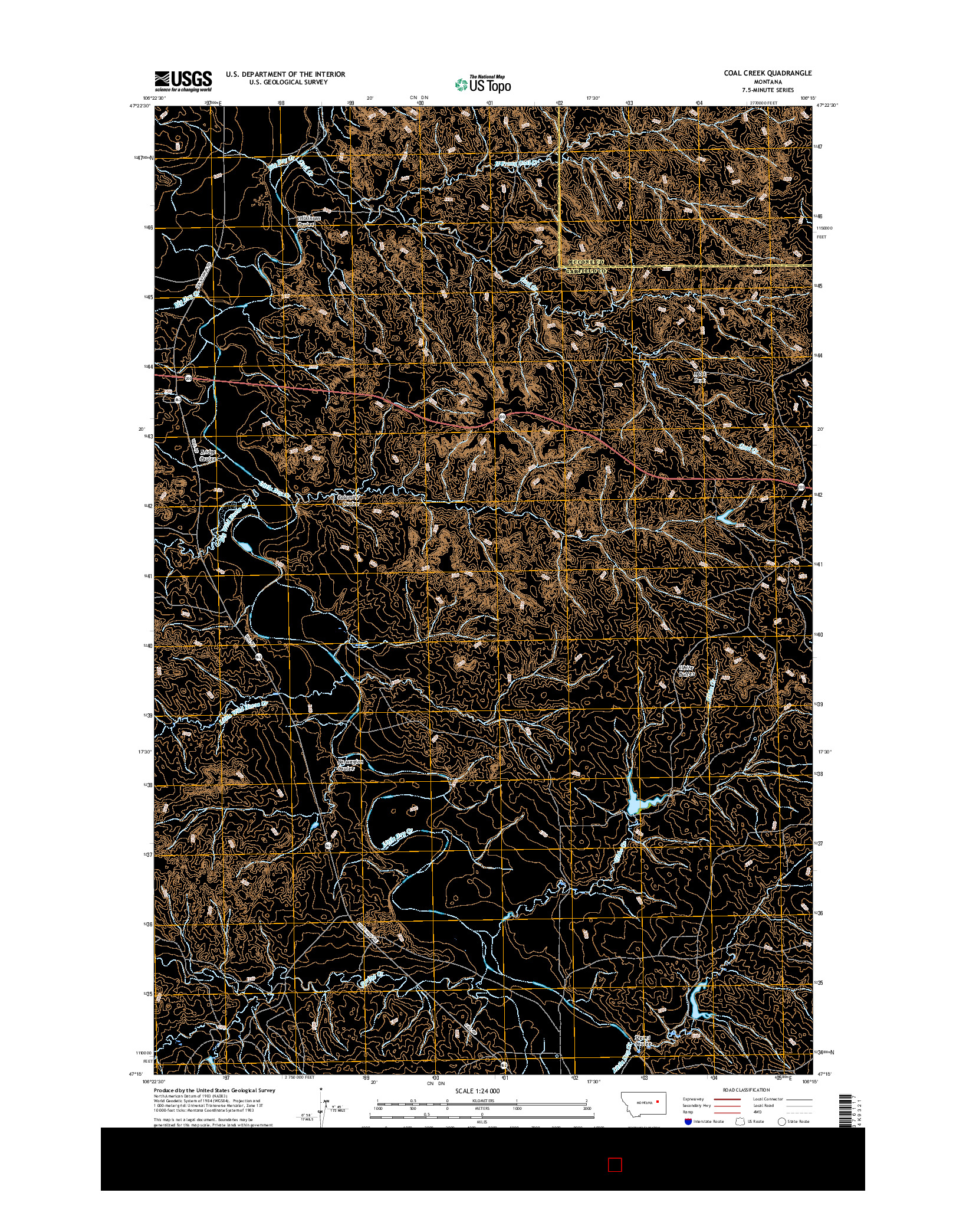 USGS US TOPO 7.5-MINUTE MAP FOR COAL CREEK, MT 2017