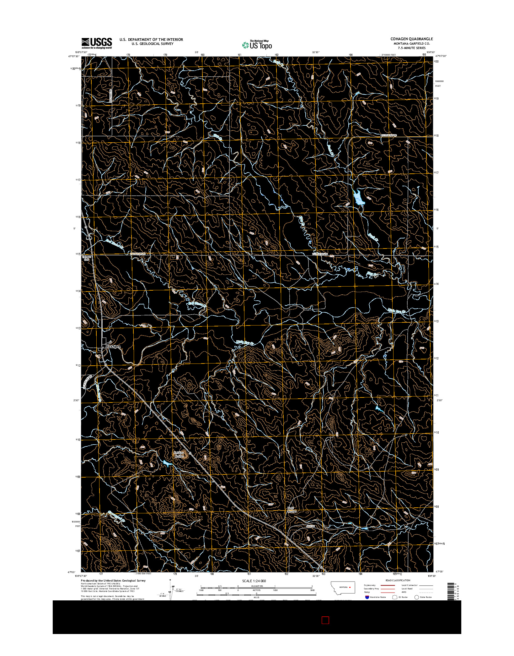 USGS US TOPO 7.5-MINUTE MAP FOR COHAGEN, MT 2017