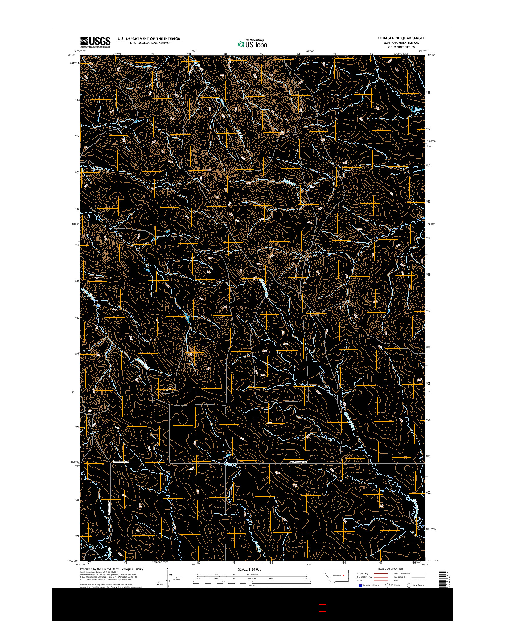 USGS US TOPO 7.5-MINUTE MAP FOR COHAGEN NE, MT 2017