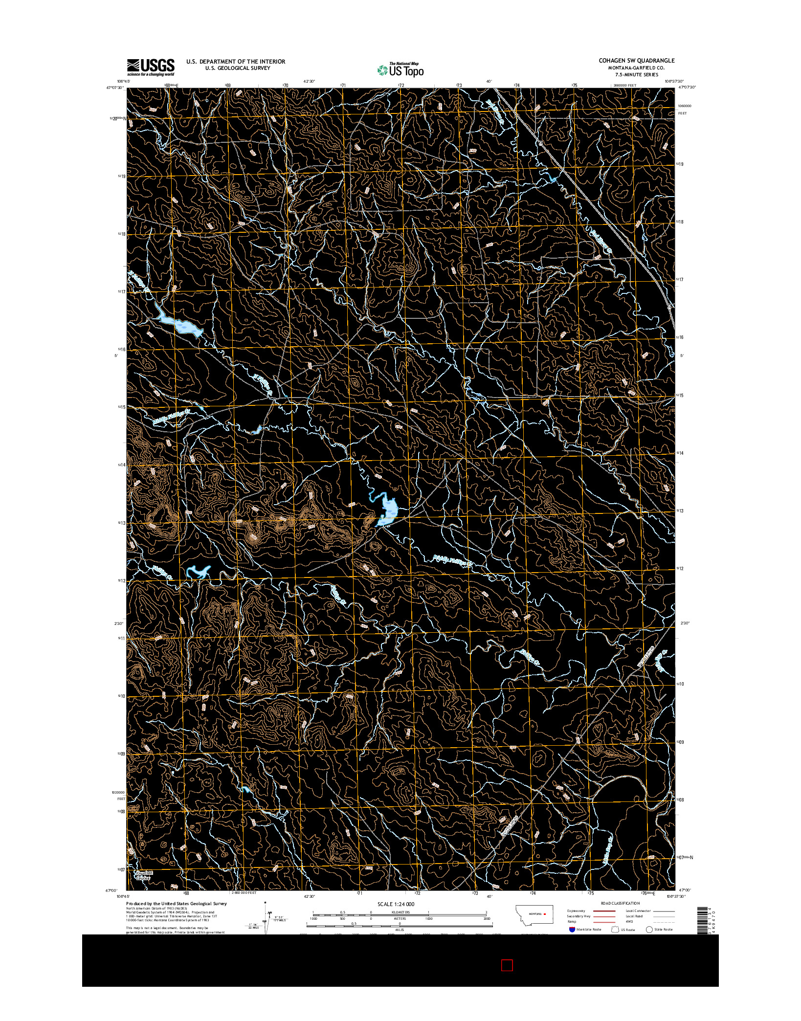 USGS US TOPO 7.5-MINUTE MAP FOR COHAGEN SW, MT 2017