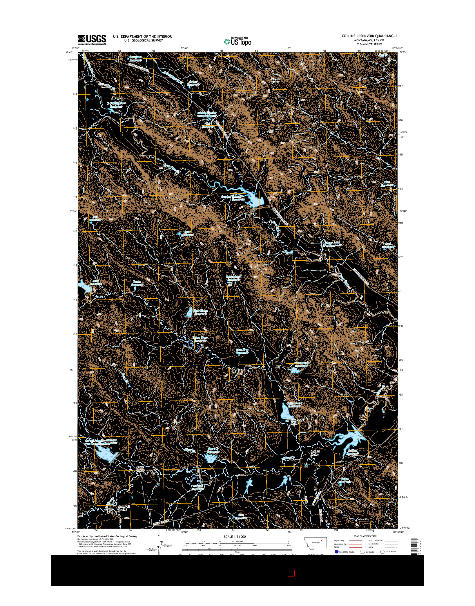 USGS US TOPO 7.5-MINUTE MAP FOR COLLINS RESERVOIR, MT 2017