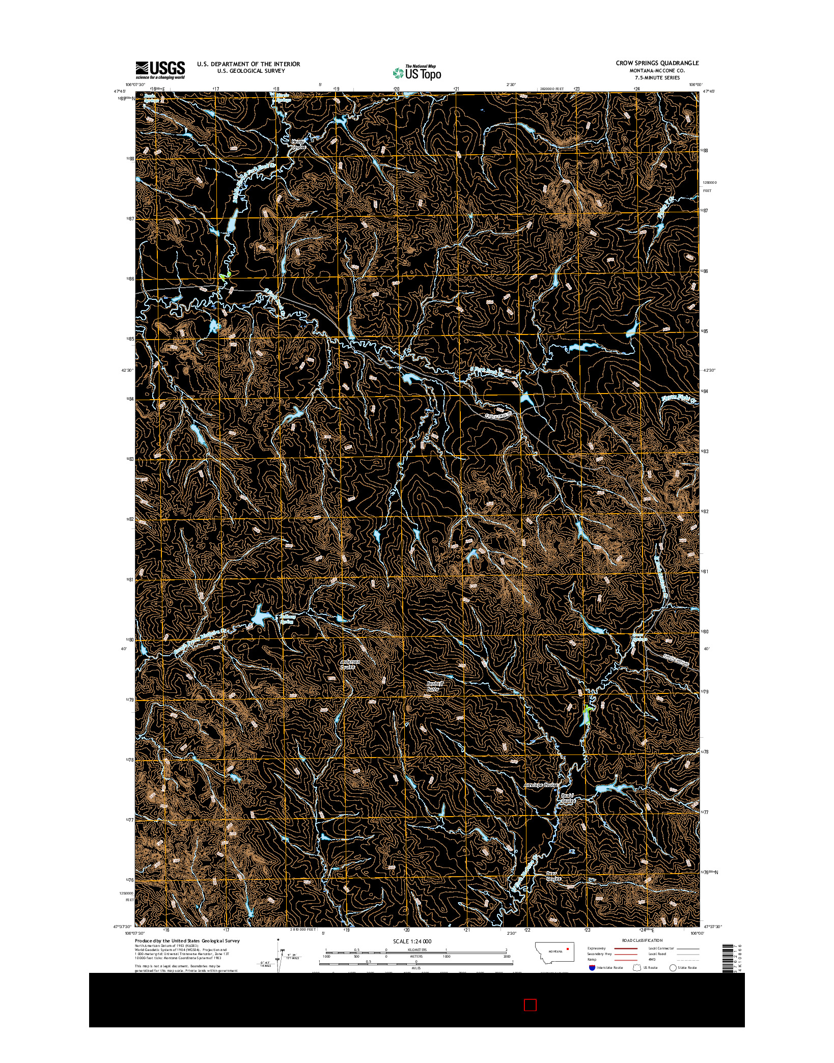 USGS US TOPO 7.5-MINUTE MAP FOR CROW SPRINGS, MT 2017