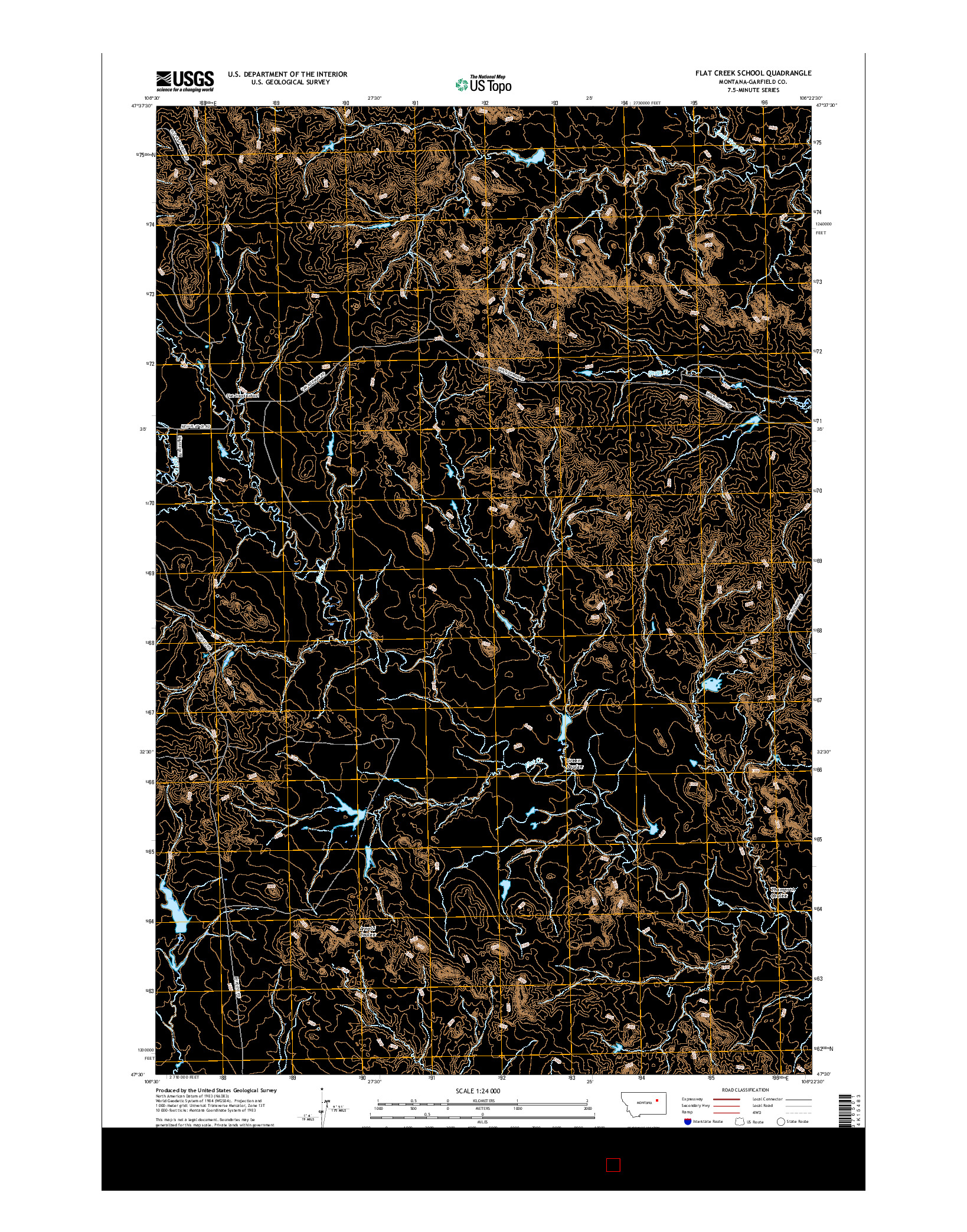 USGS US TOPO 7.5-MINUTE MAP FOR FLAT CREEK SCHOOL, MT 2017