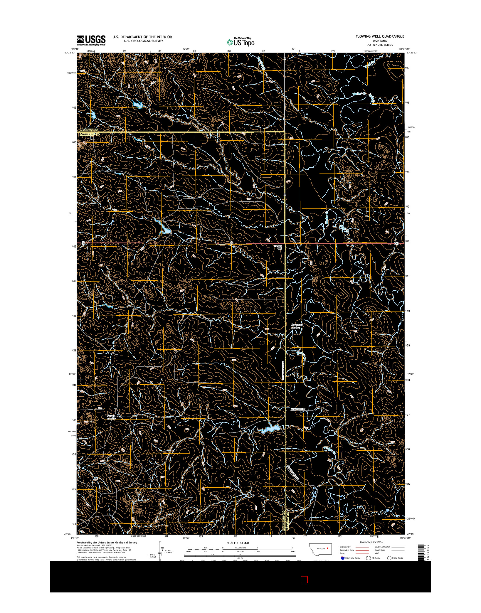 USGS US TOPO 7.5-MINUTE MAP FOR FLOWING WELL, MT 2017