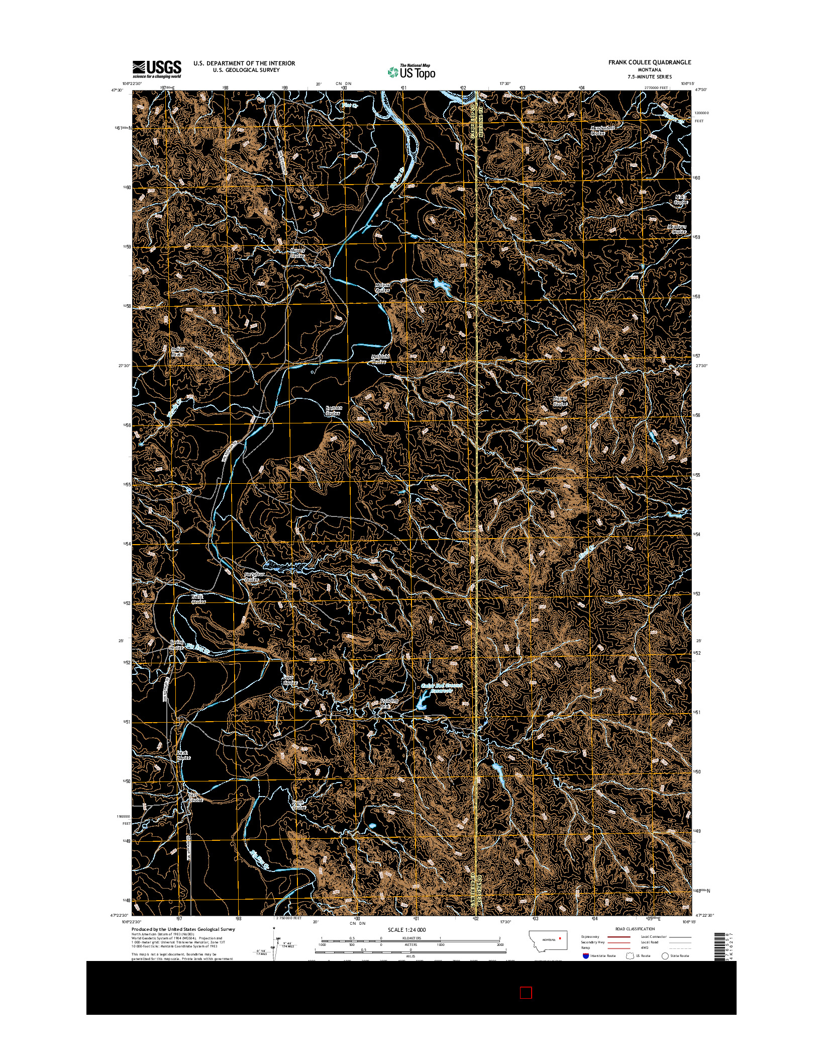 USGS US TOPO 7.5-MINUTE MAP FOR FRANK COULEE, MT 2017