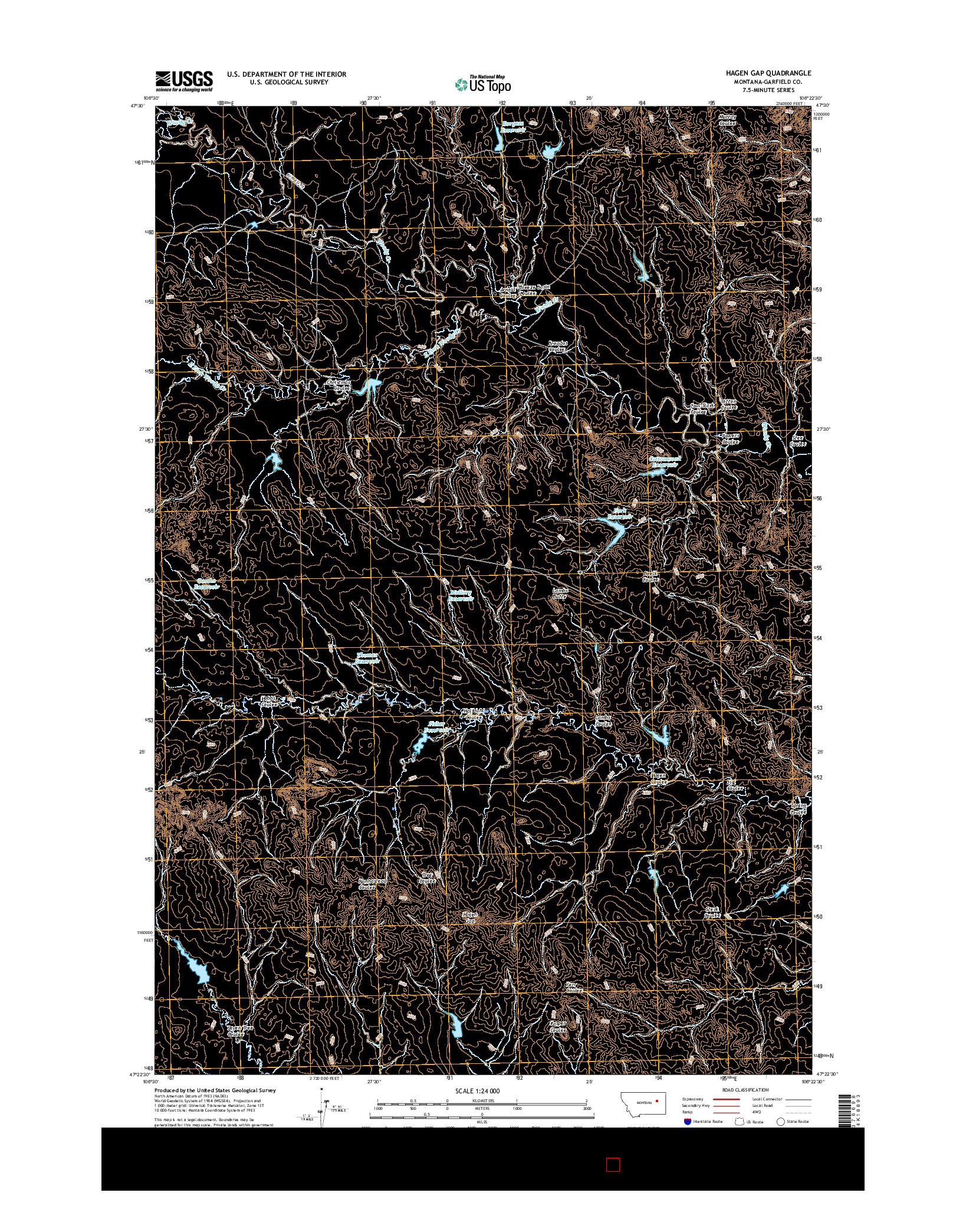 USGS US TOPO 7.5-MINUTE MAP FOR HAGEN GAP, MT 2017