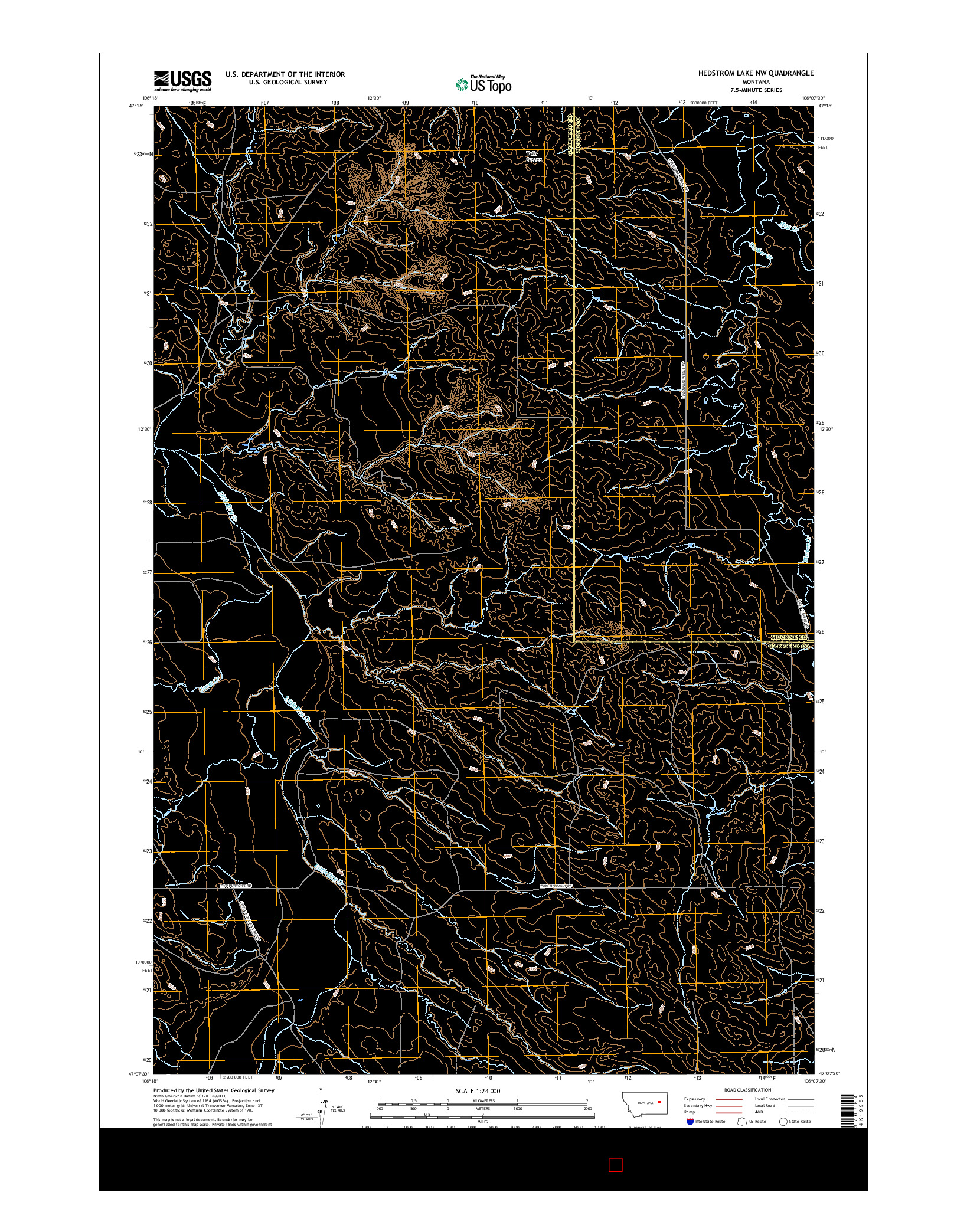 USGS US TOPO 7.5-MINUTE MAP FOR HEDSTROM LAKE NW, MT 2017