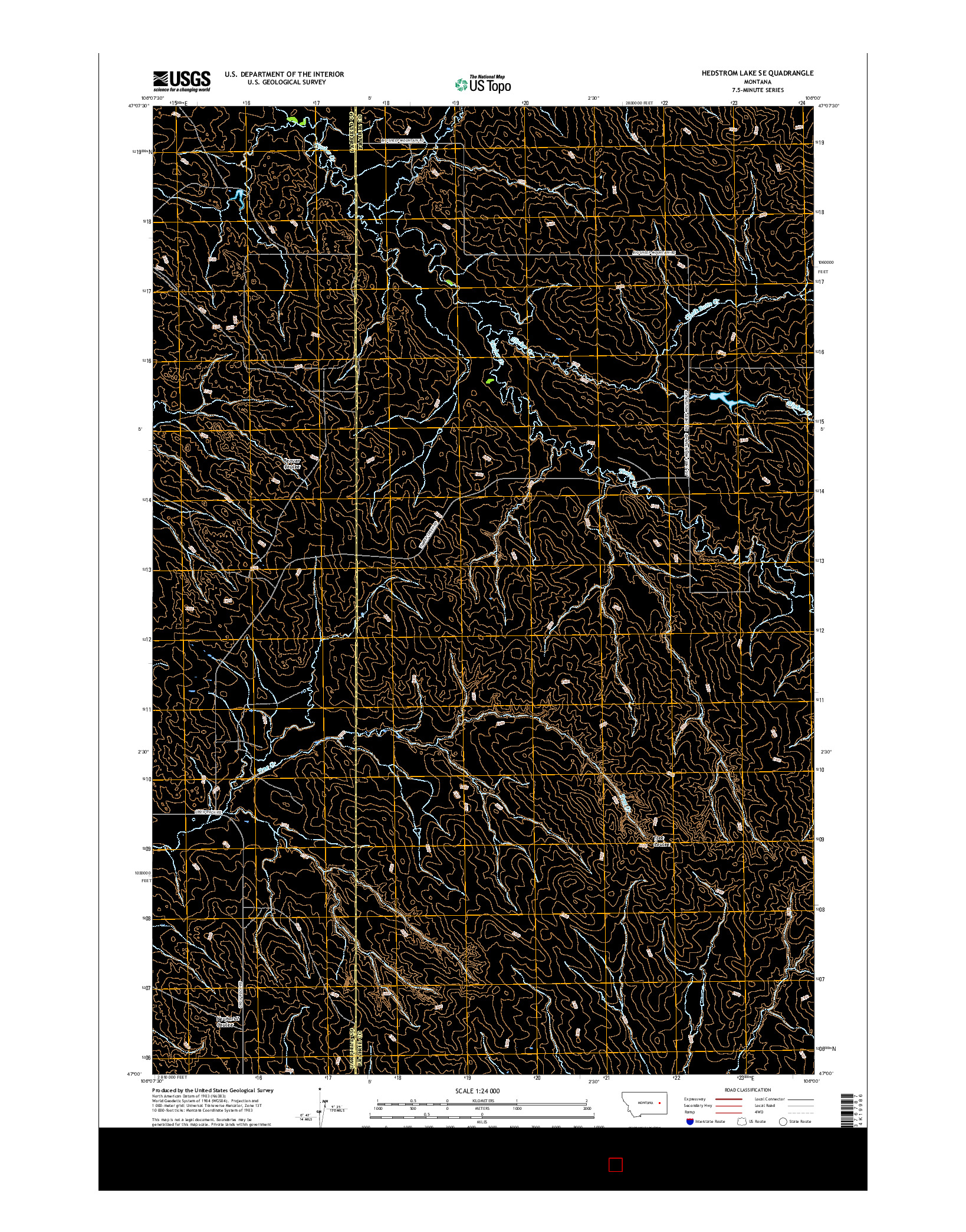 USGS US TOPO 7.5-MINUTE MAP FOR HEDSTROM LAKE SE, MT 2017