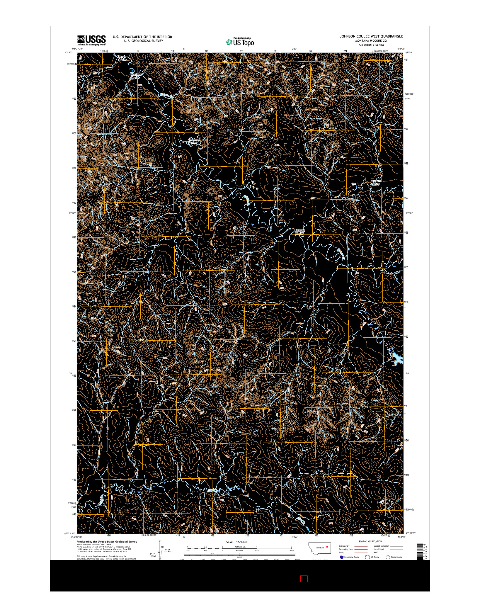 USGS US TOPO 7.5-MINUTE MAP FOR JOHNSON COULEE WEST, MT 2017