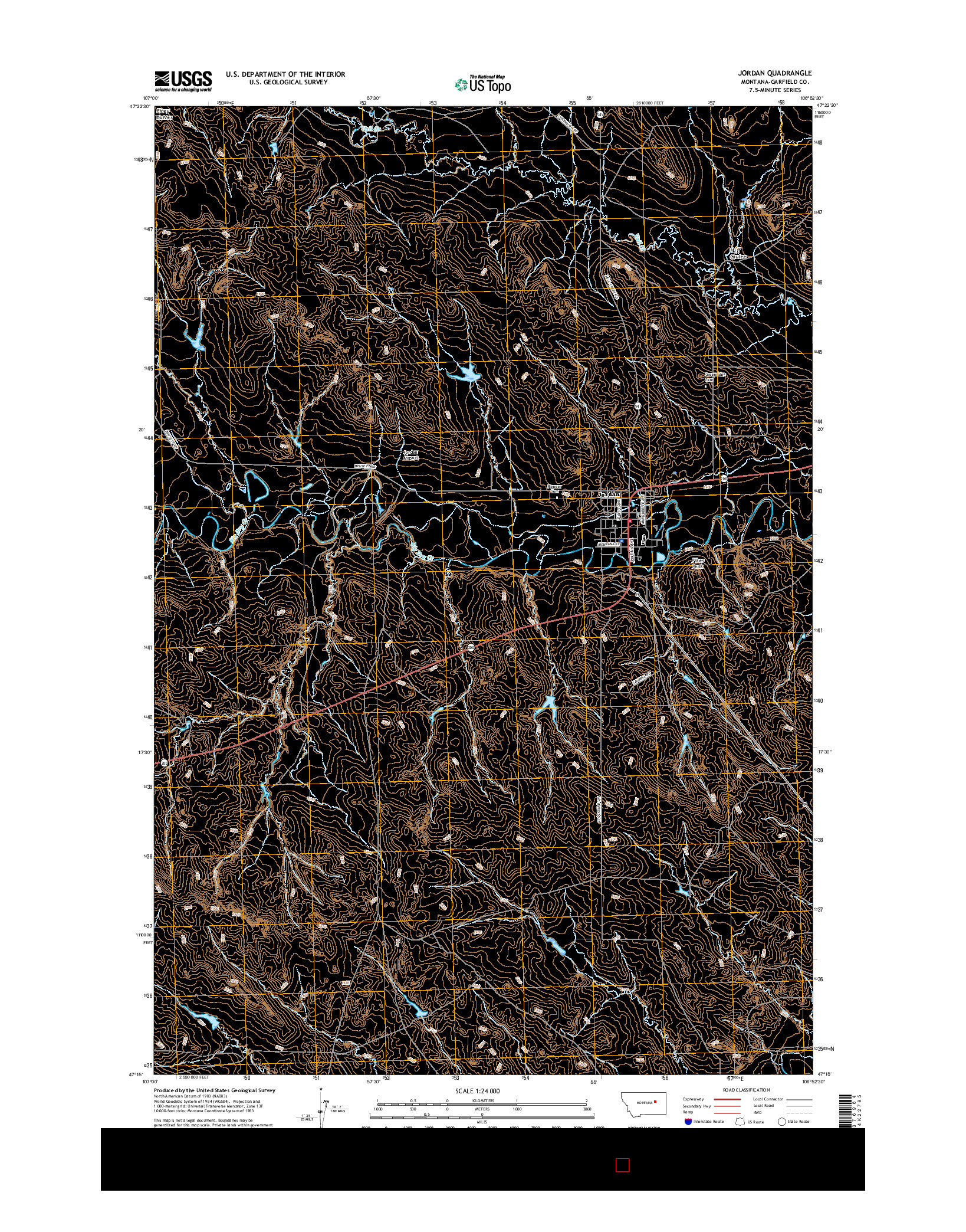 USGS US TOPO 7.5-MINUTE MAP FOR JORDAN, MT 2017
