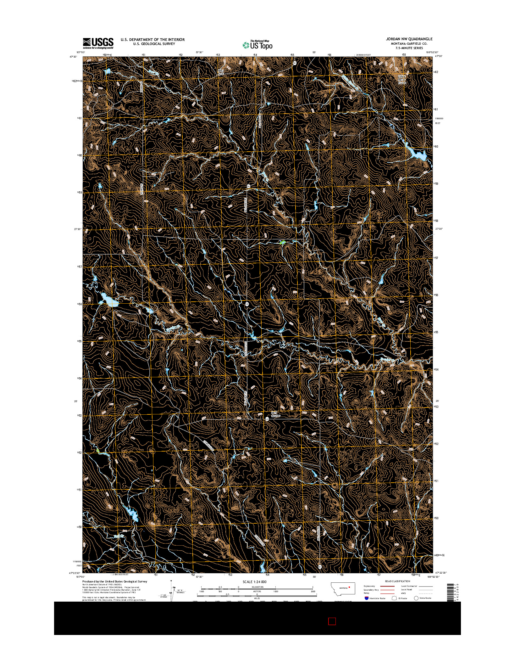 USGS US TOPO 7.5-MINUTE MAP FOR JORDAN NW, MT 2017