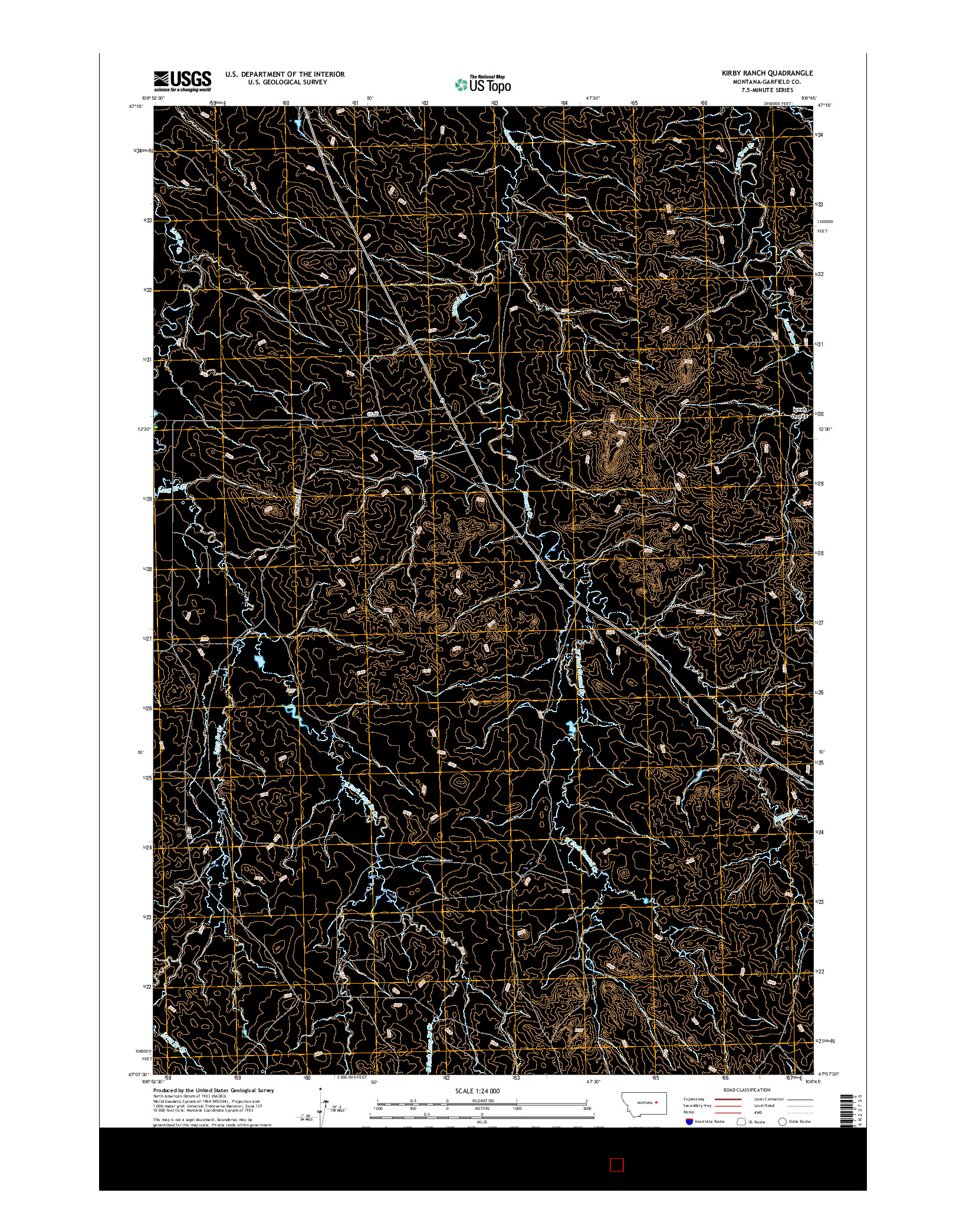 USGS US TOPO 7.5-MINUTE MAP FOR KIRBY RANCH, MT 2017