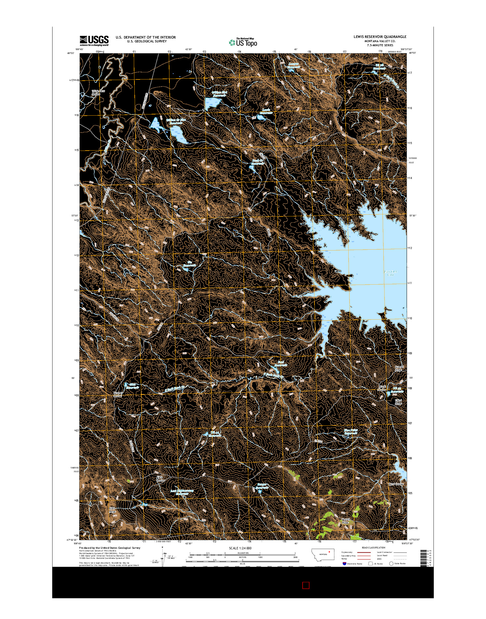 USGS US TOPO 7.5-MINUTE MAP FOR LEWIS RESERVOIR, MT 2017