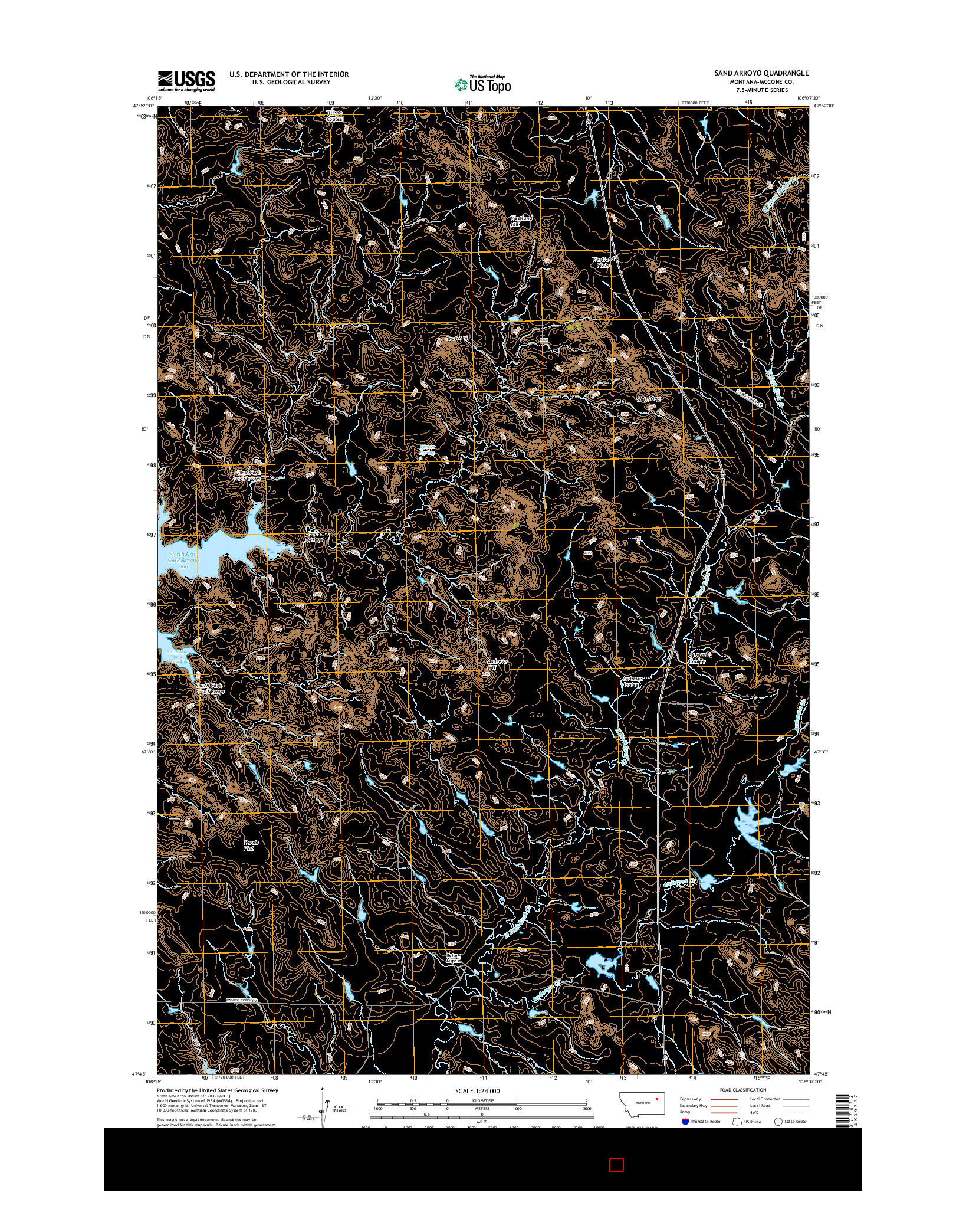 USGS US TOPO 7.5-MINUTE MAP FOR SAND ARROYO, MT 2017