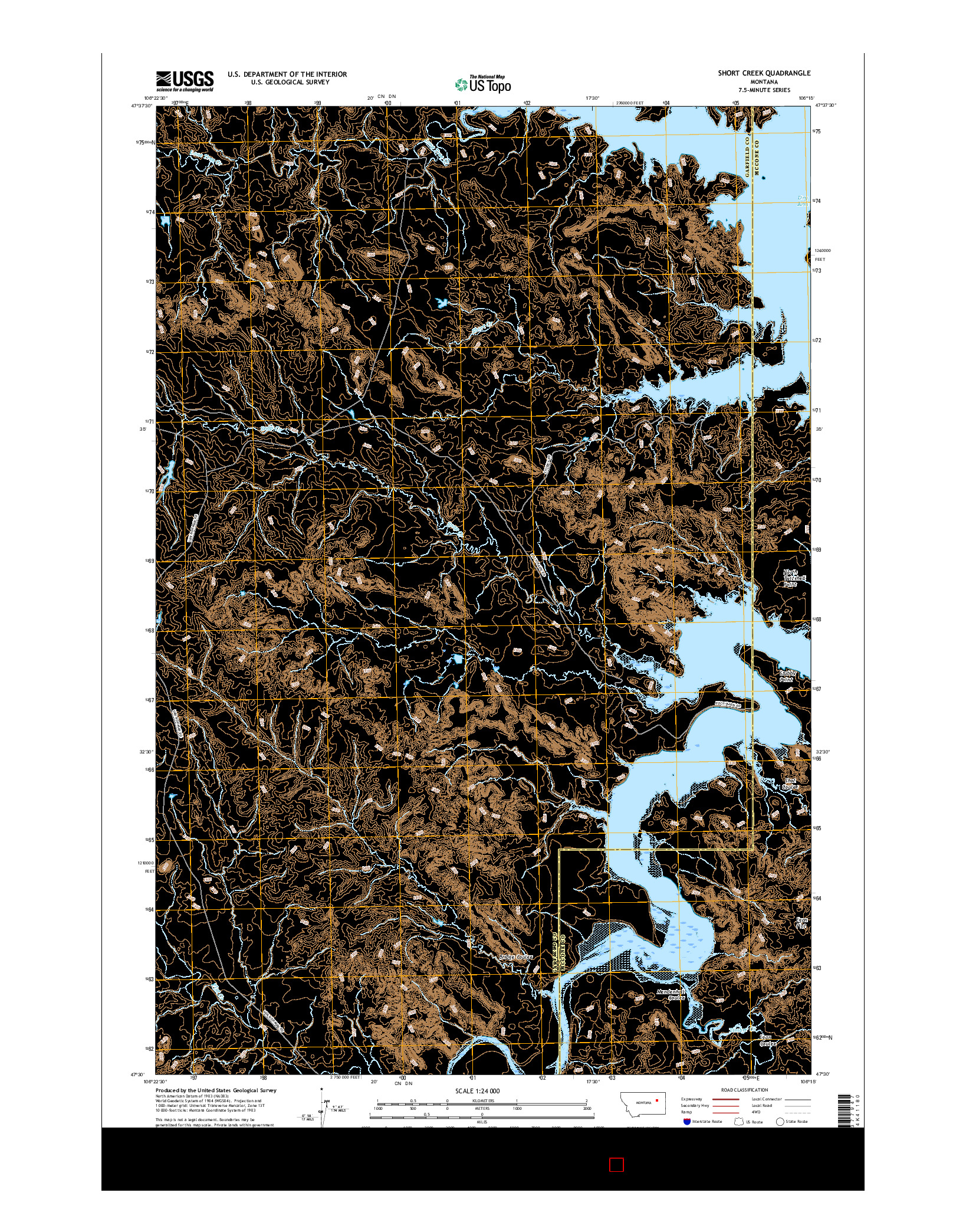 USGS US TOPO 7.5-MINUTE MAP FOR SHORT CREEK, MT 2017