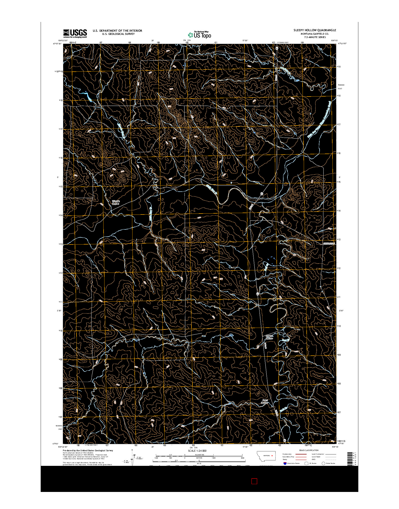 USGS US TOPO 7.5-MINUTE MAP FOR SLEEPY HOLLOW, MT 2017