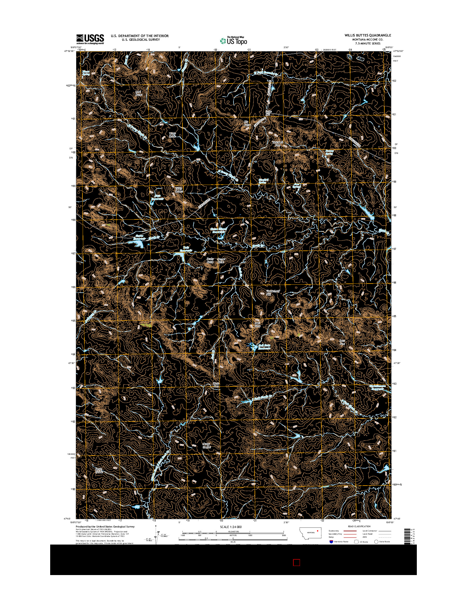 USGS US TOPO 7.5-MINUTE MAP FOR WILLIS BUTTES, MT 2017