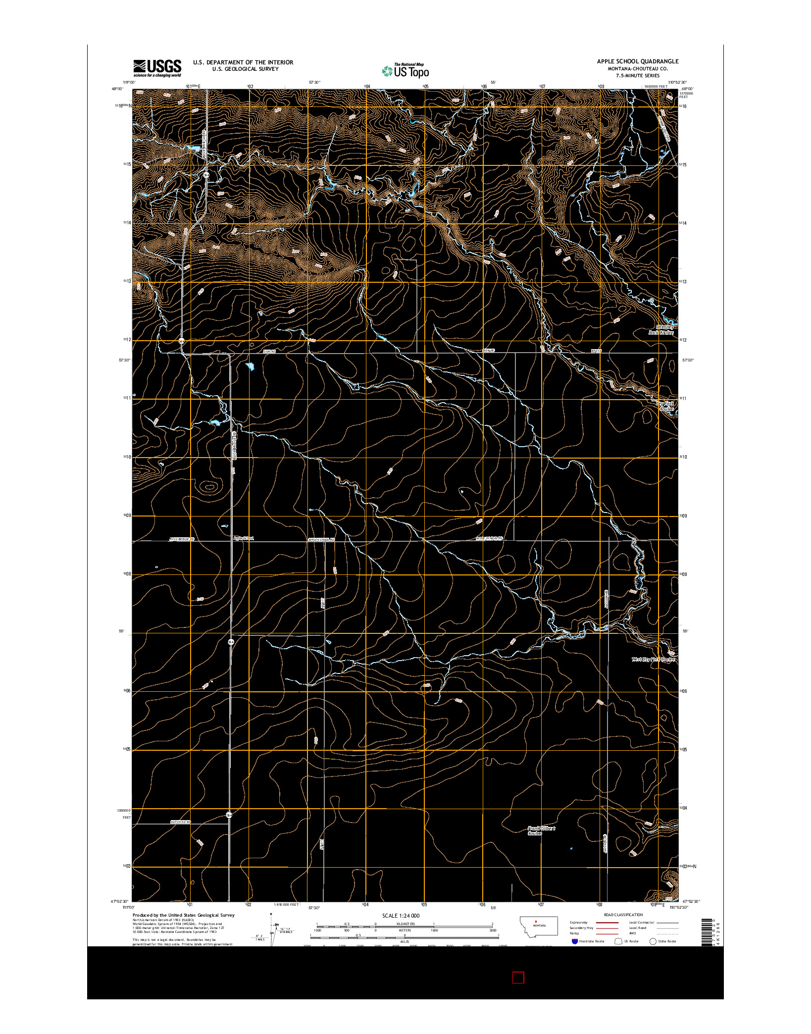 USGS US TOPO 7.5-MINUTE MAP FOR APPLE SCHOOL, MT 2017