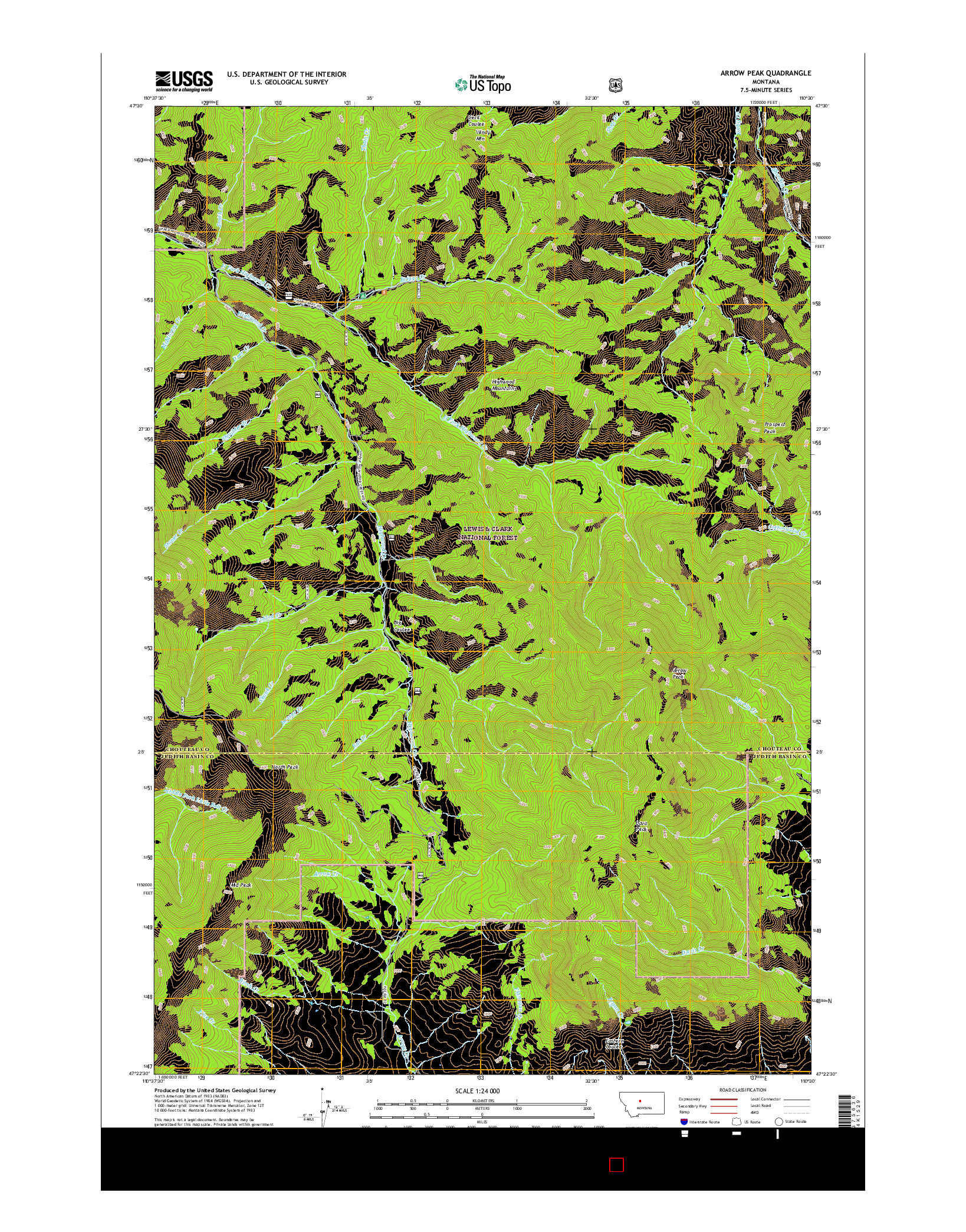 USGS US TOPO 7.5-MINUTE MAP FOR ARROW PEAK, MT 2017