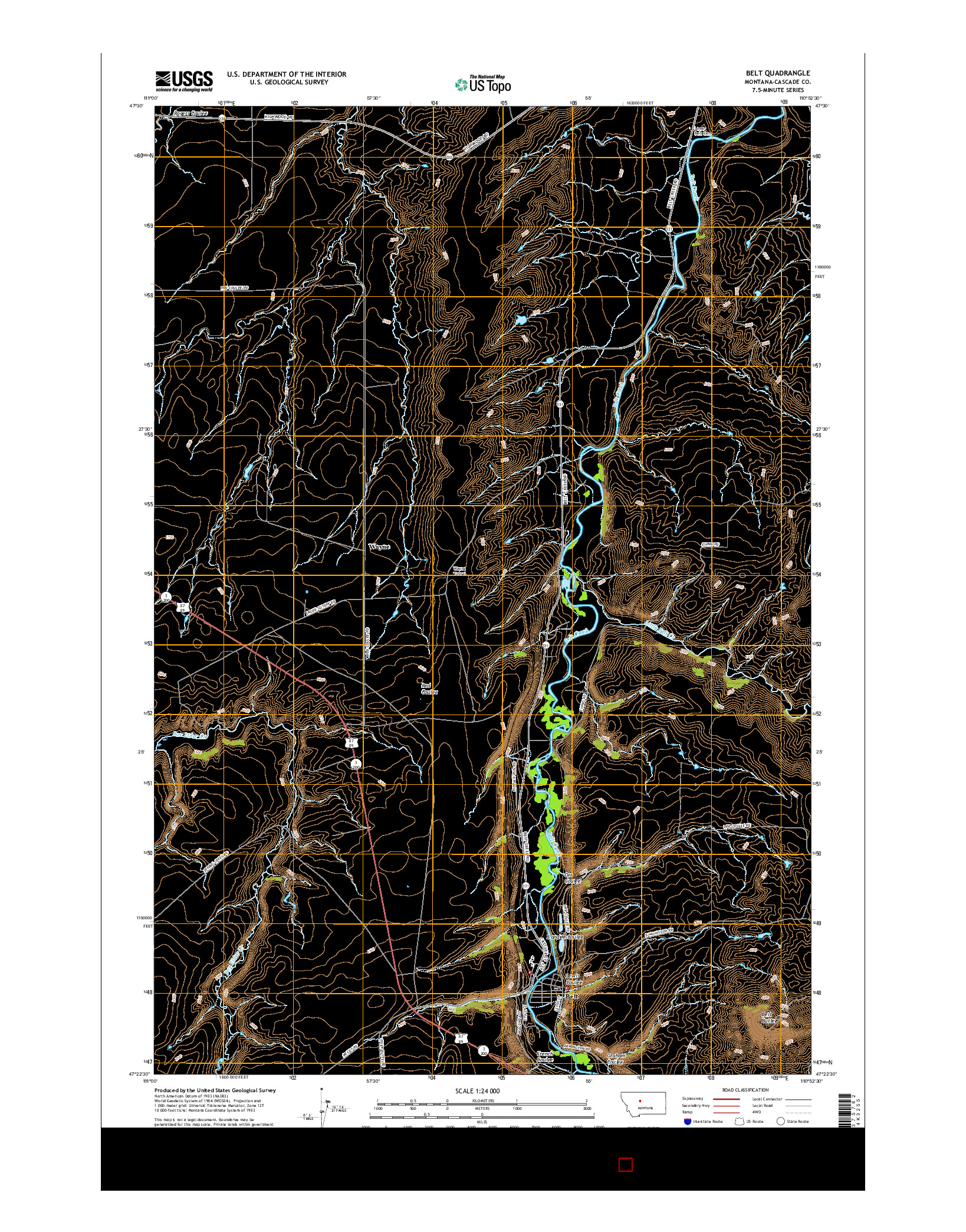 USGS US TOPO 7.5-MINUTE MAP FOR BELT, MT 2017