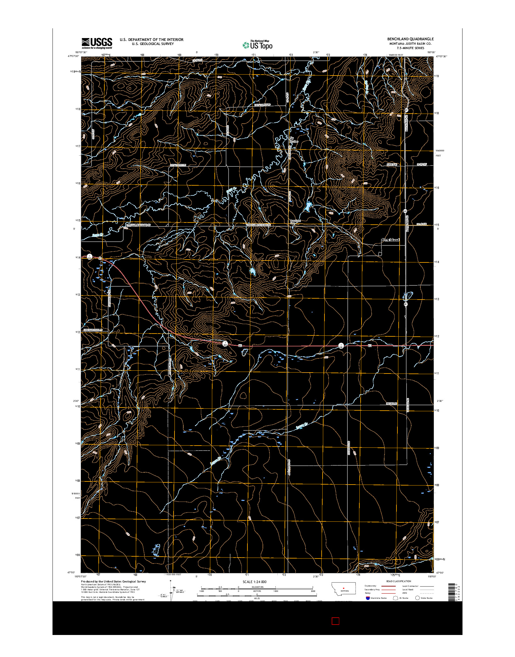 USGS US TOPO 7.5-MINUTE MAP FOR BENCHLAND, MT 2017