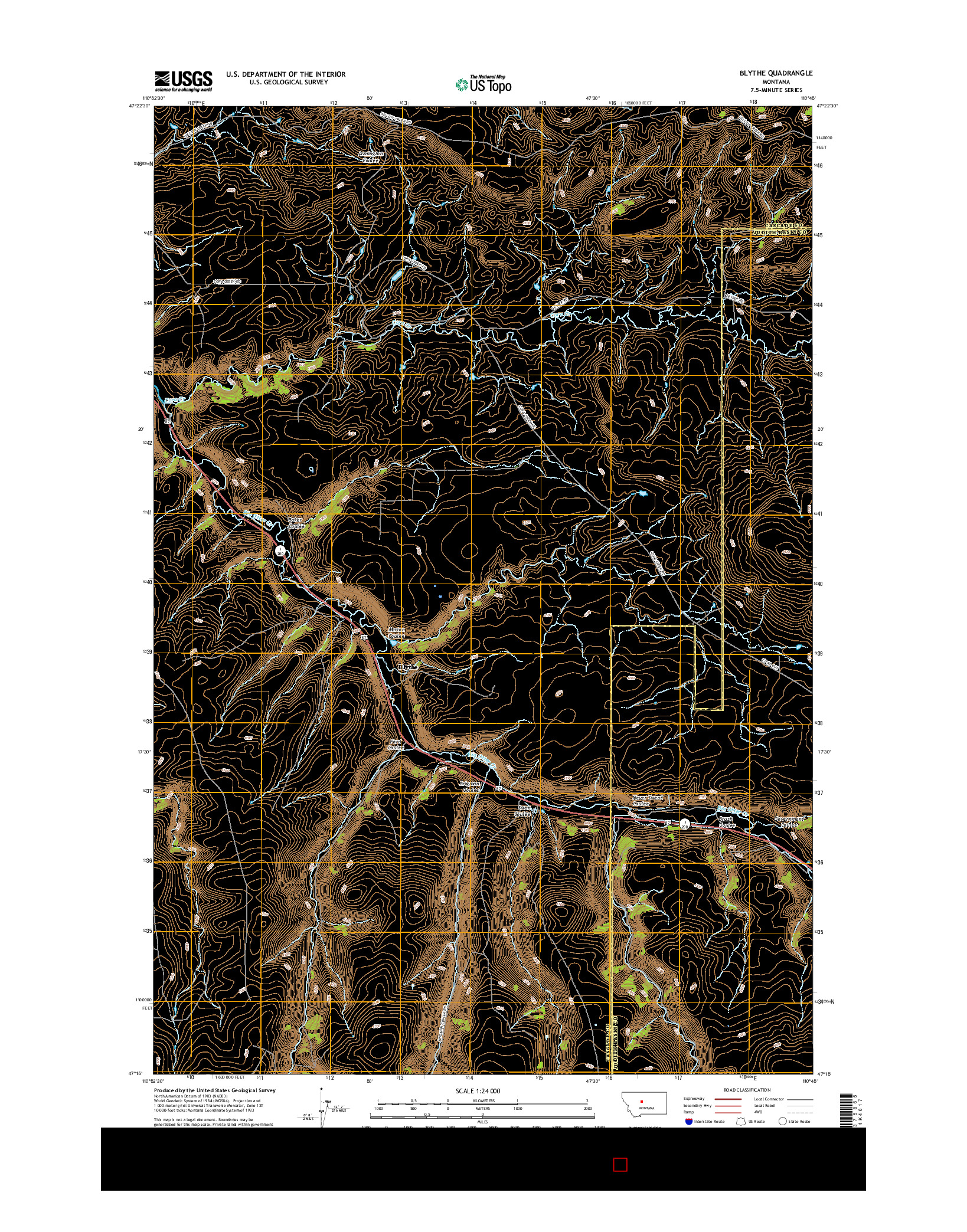 USGS US TOPO 7.5-MINUTE MAP FOR BLYTHE, MT 2017