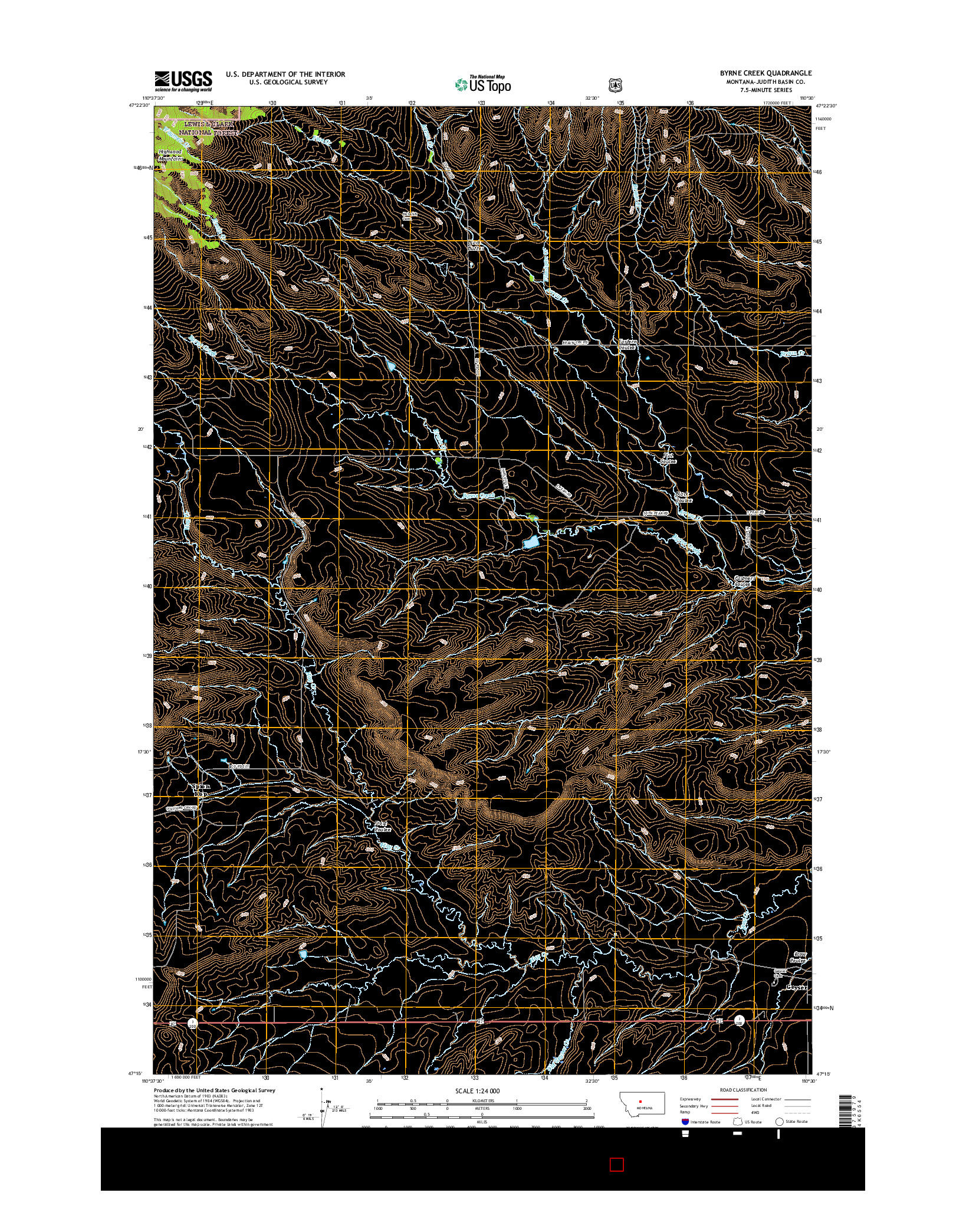 USGS US TOPO 7.5-MINUTE MAP FOR BYRNE CREEK, MT 2017