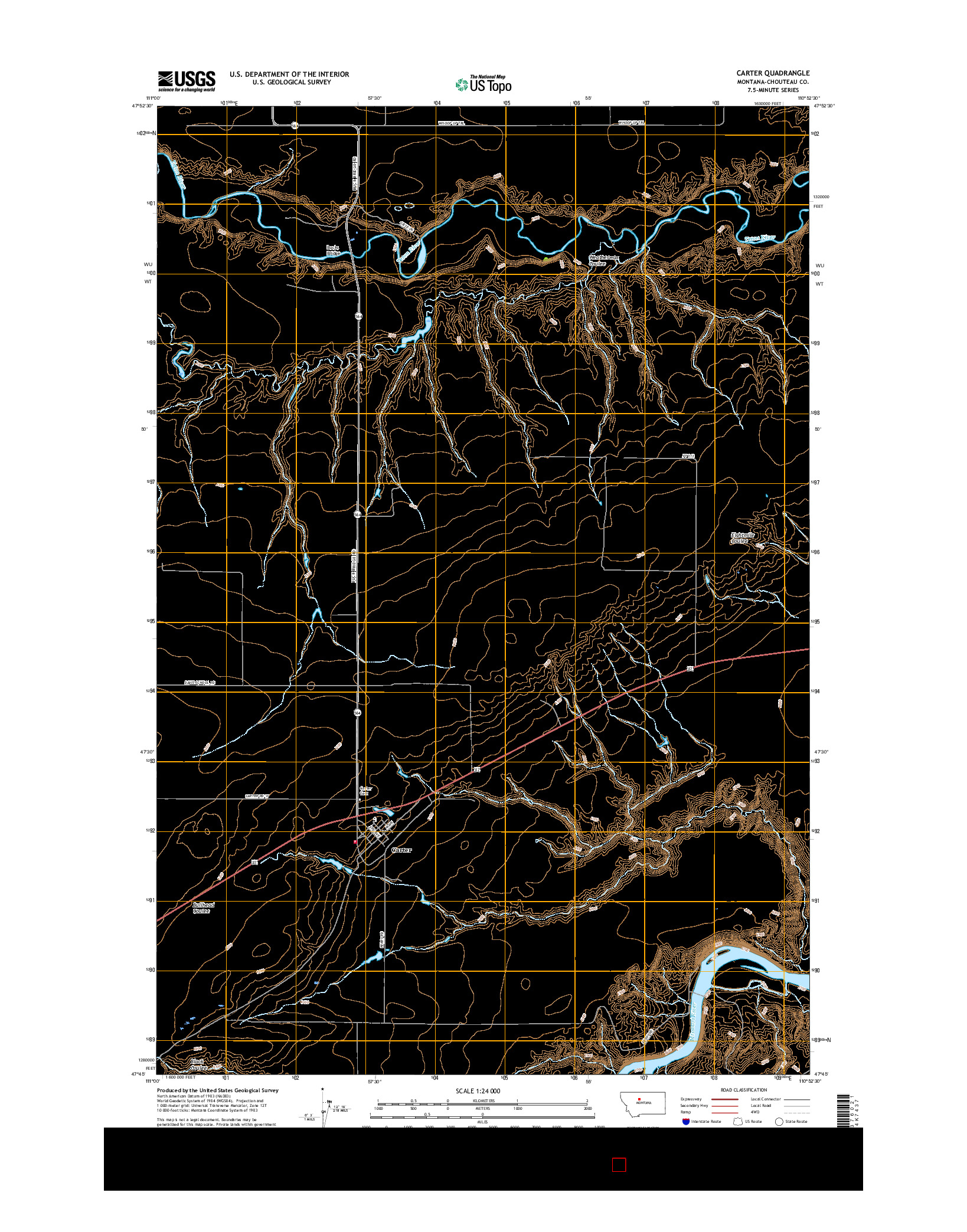 USGS US TOPO 7.5-MINUTE MAP FOR CARTER, MT 2017
