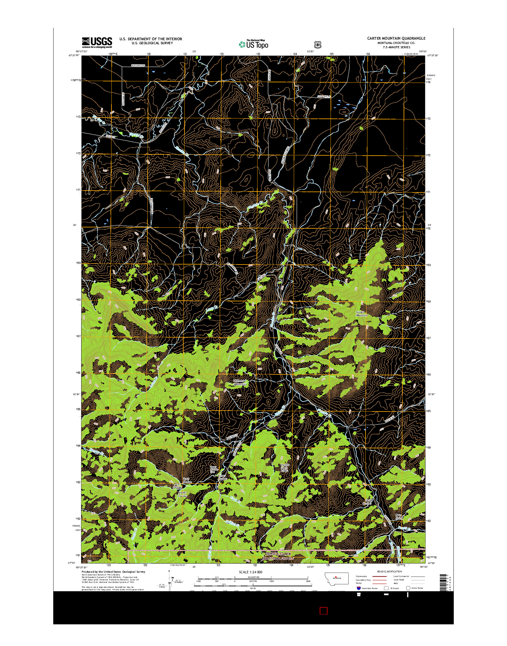 USGS US TOPO 7.5-MINUTE MAP FOR CARTER MOUNTAIN, MT 2017