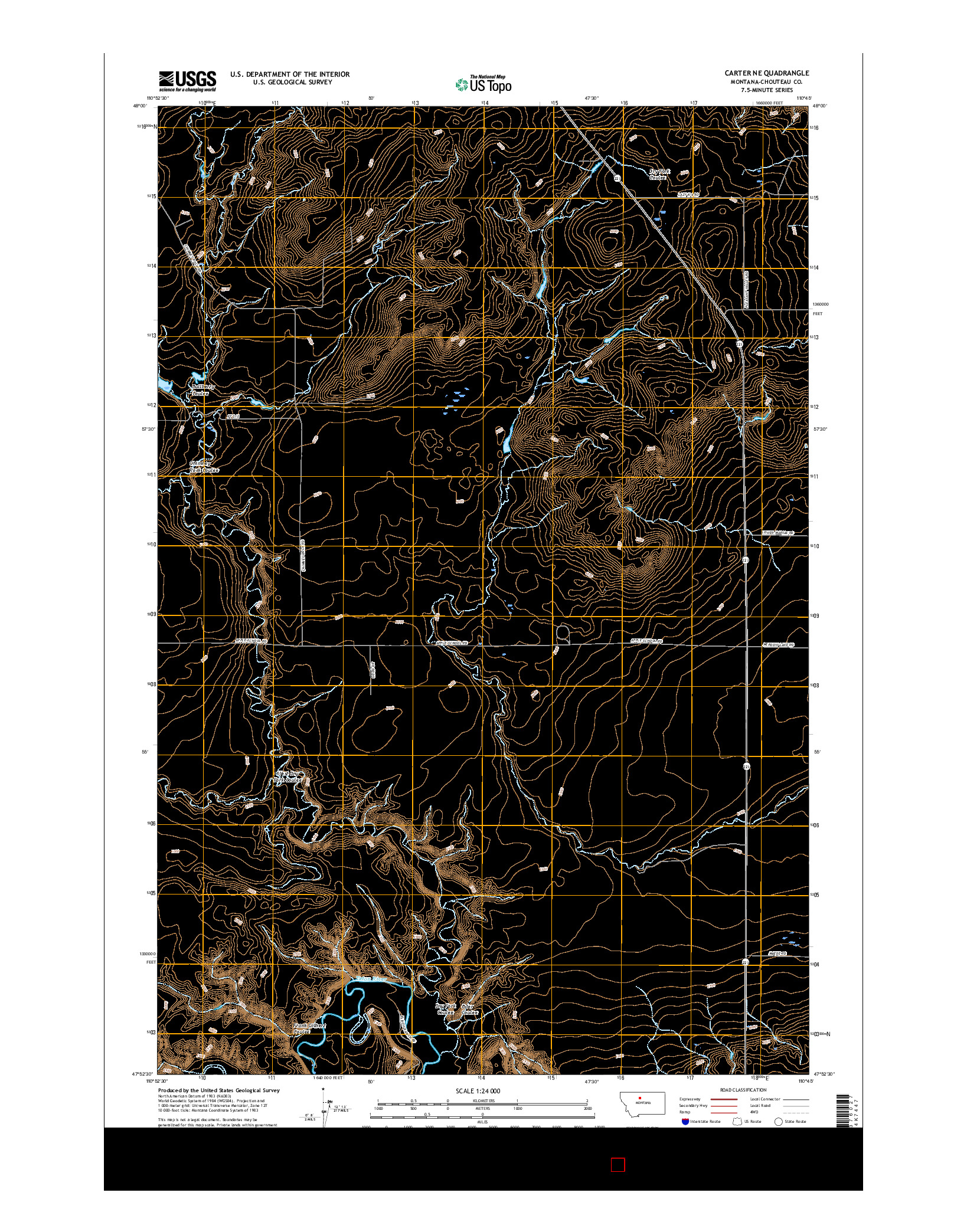 USGS US TOPO 7.5-MINUTE MAP FOR CARTER NE, MT 2017