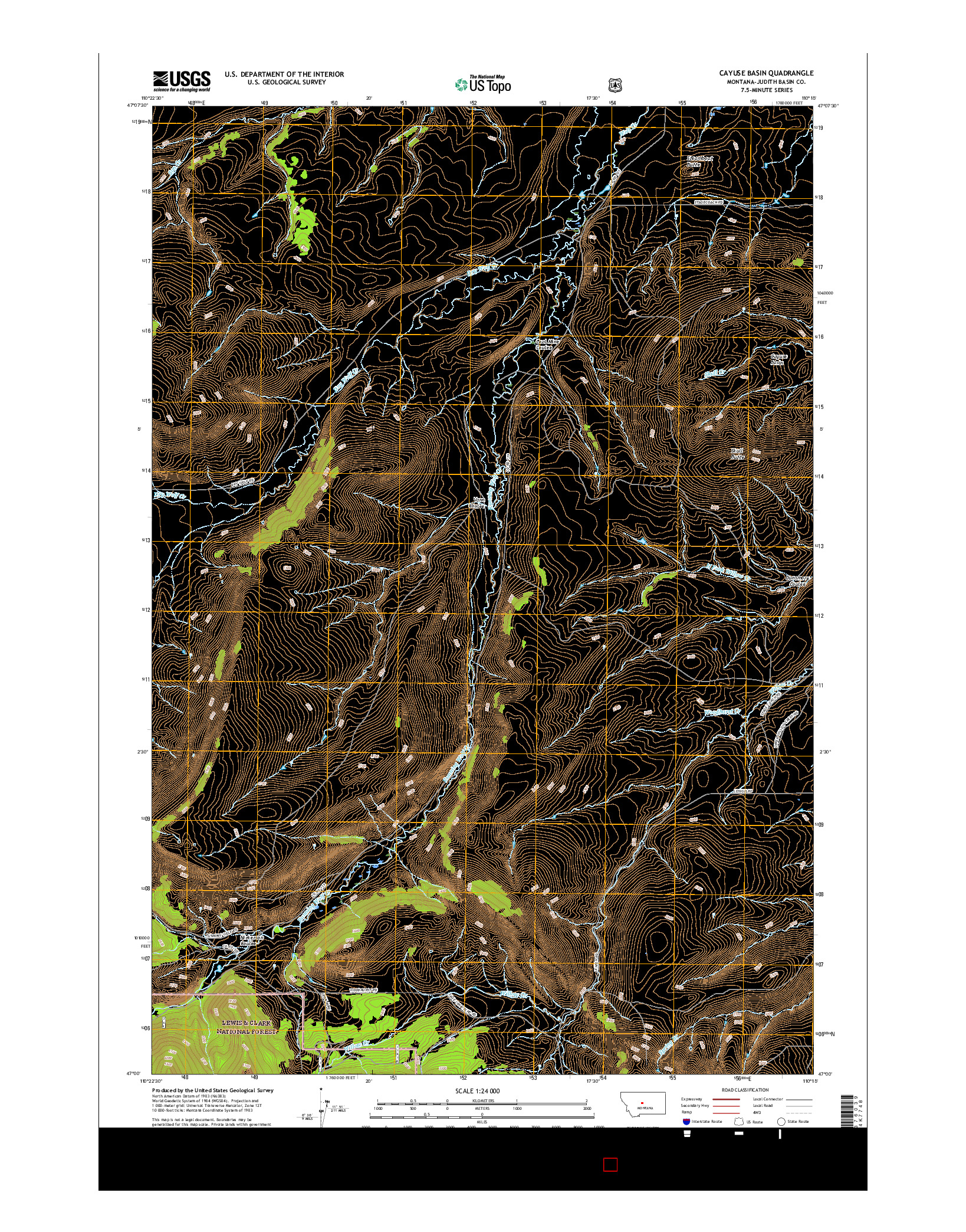 USGS US TOPO 7.5-MINUTE MAP FOR CAYUSE BASIN, MT 2017