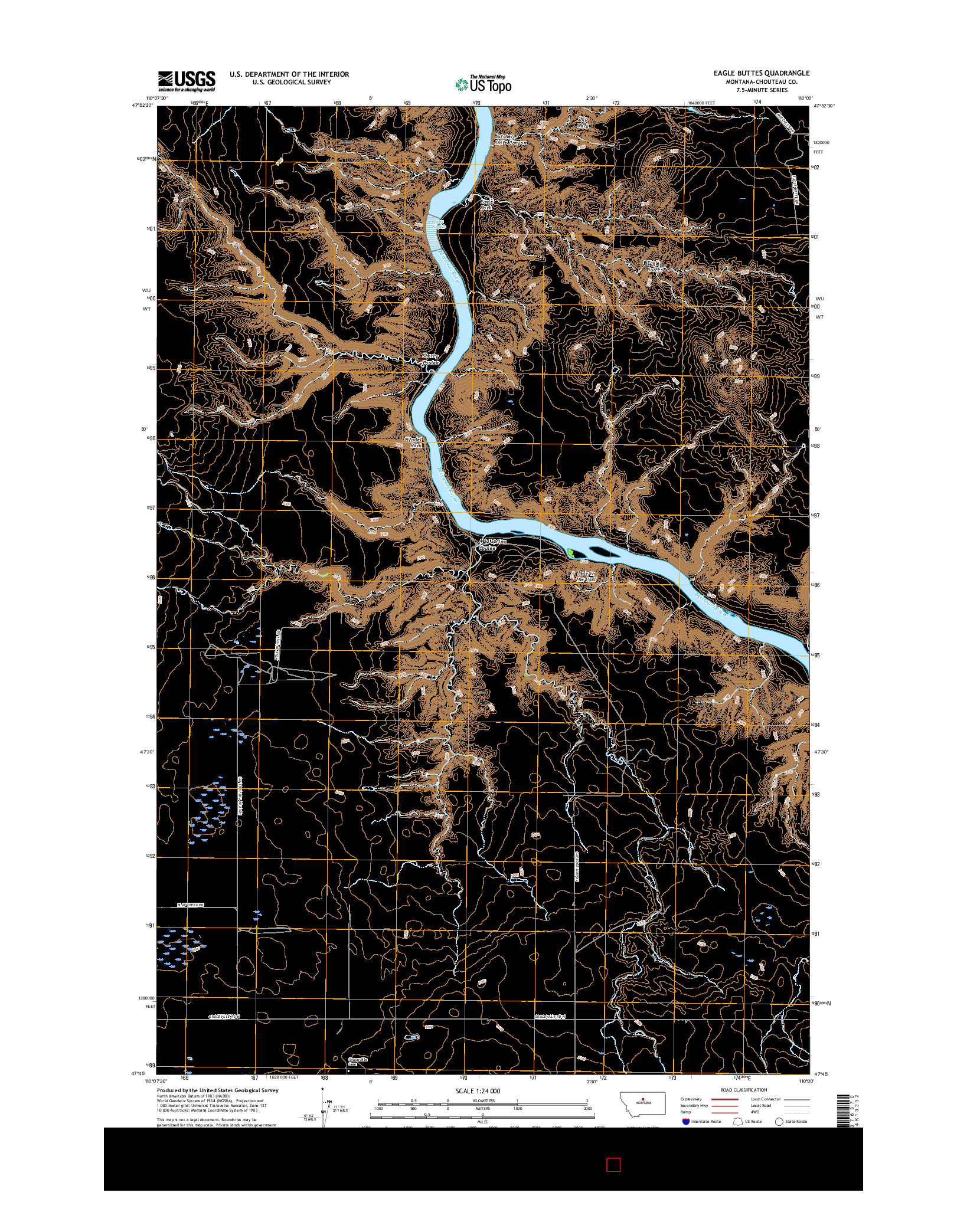 USGS US TOPO 7.5-MINUTE MAP FOR EAGLE BUTTES, MT 2017