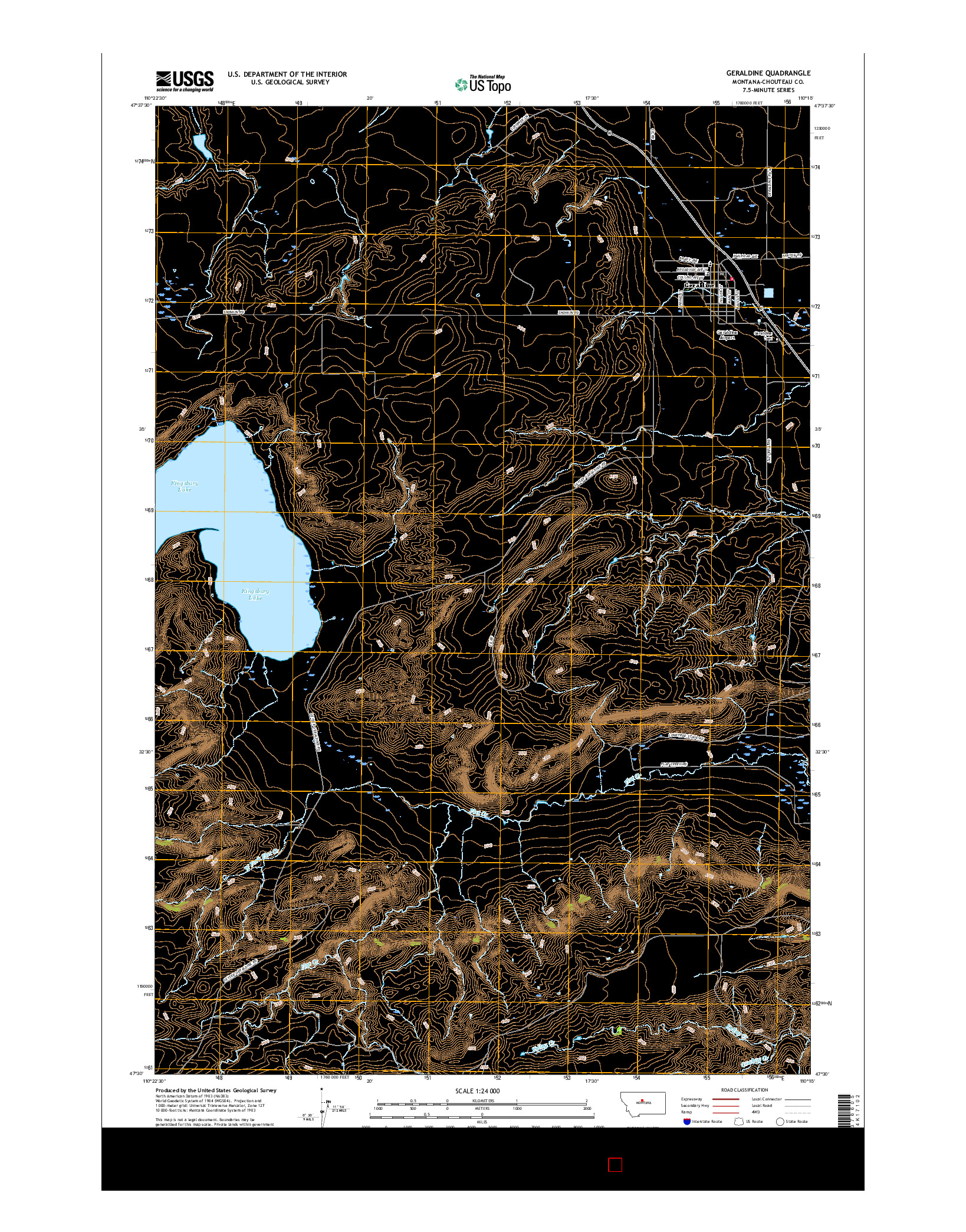 USGS US TOPO 7.5-MINUTE MAP FOR GERALDINE, MT 2017